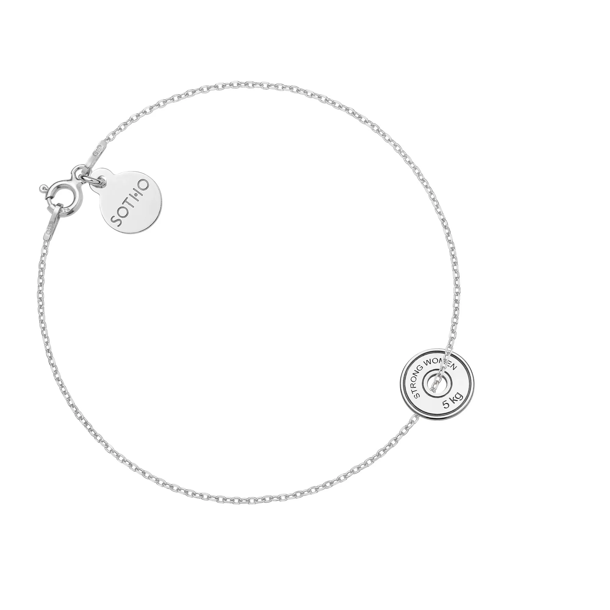 Srebrna bransoletka z odważnikiem do hantli STRONG WOMEN 5 KG