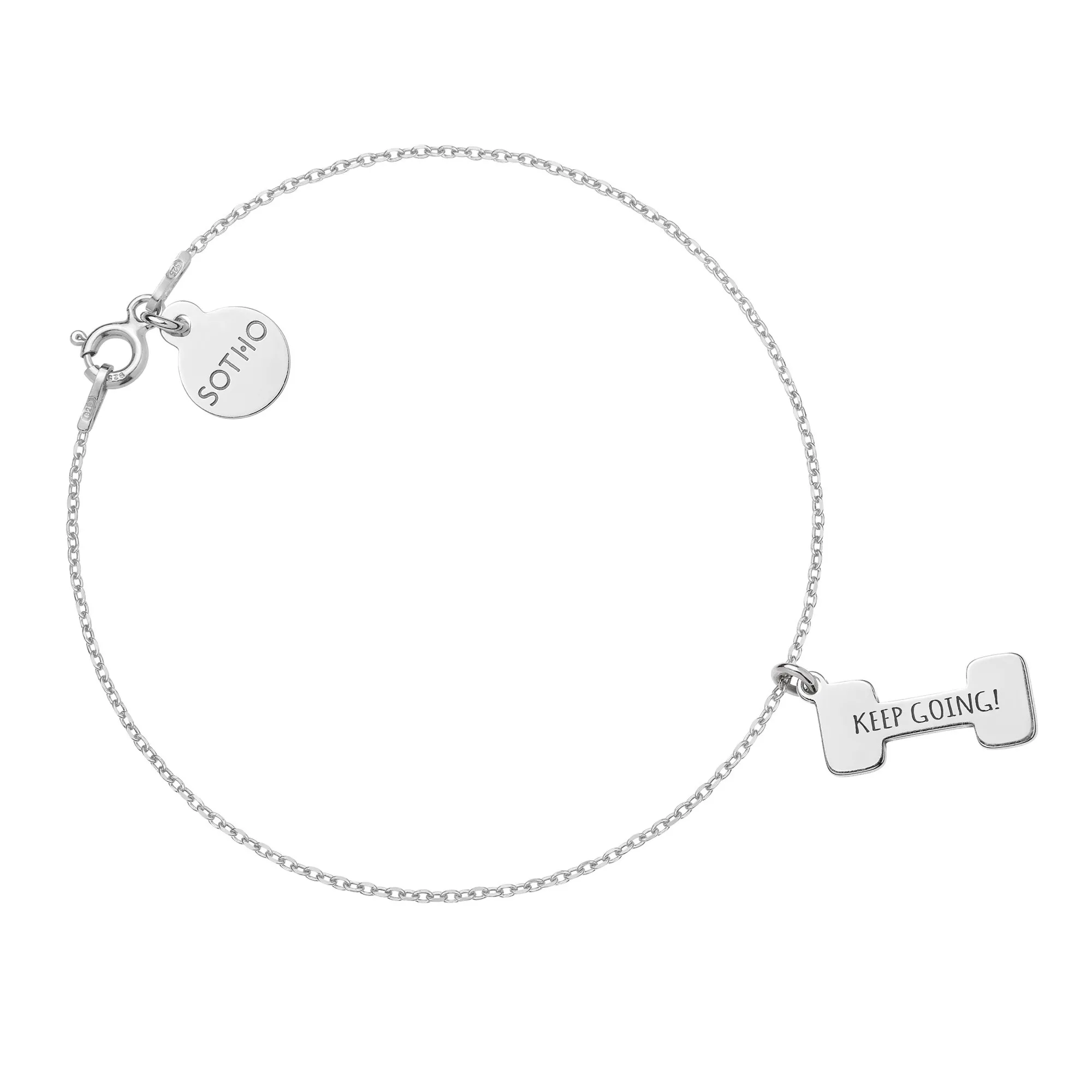 Srebrna bransoletka ciężarek KEEP GOING!