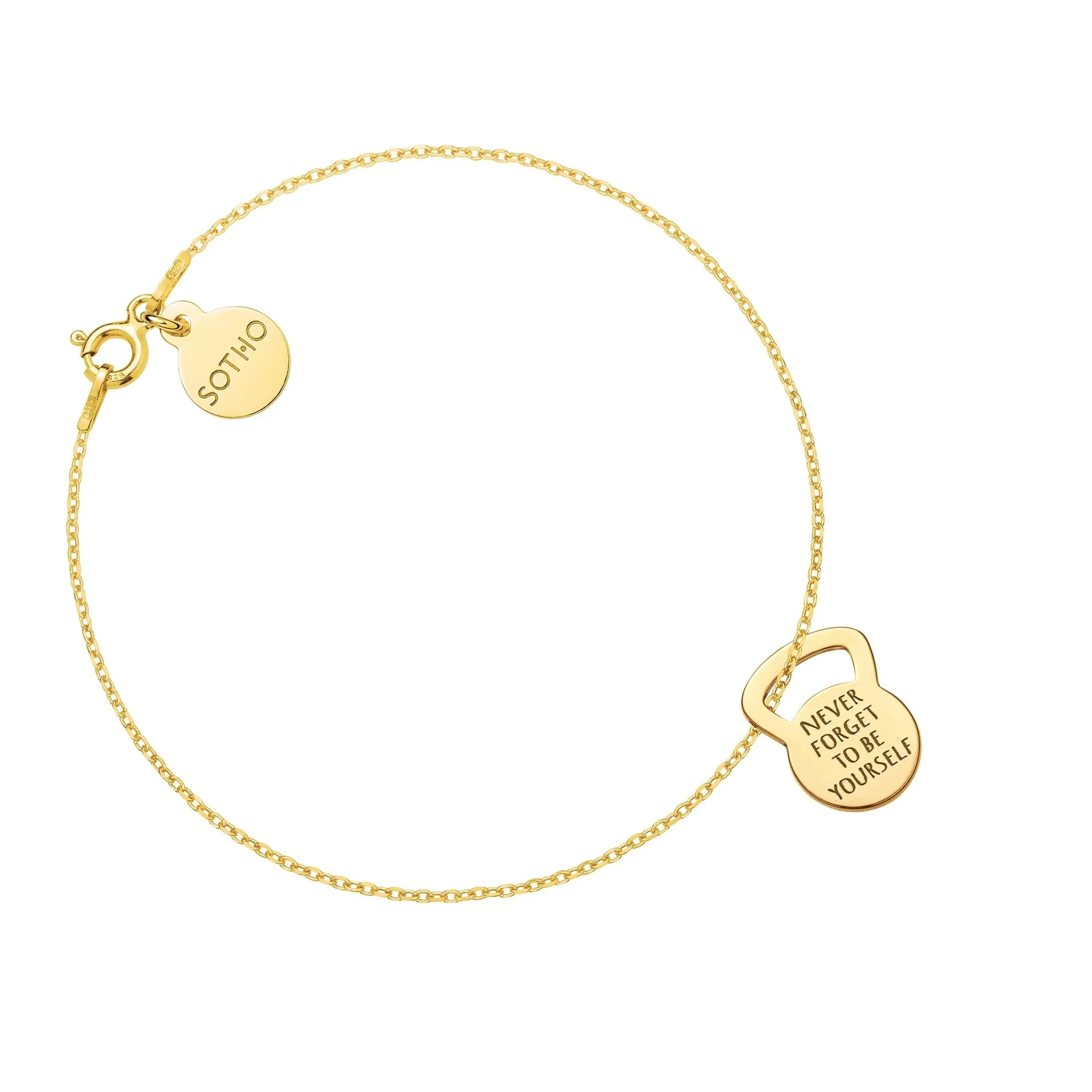 Złota bransoletka kettlebell NEVER FORGET TO BE YOURSELF