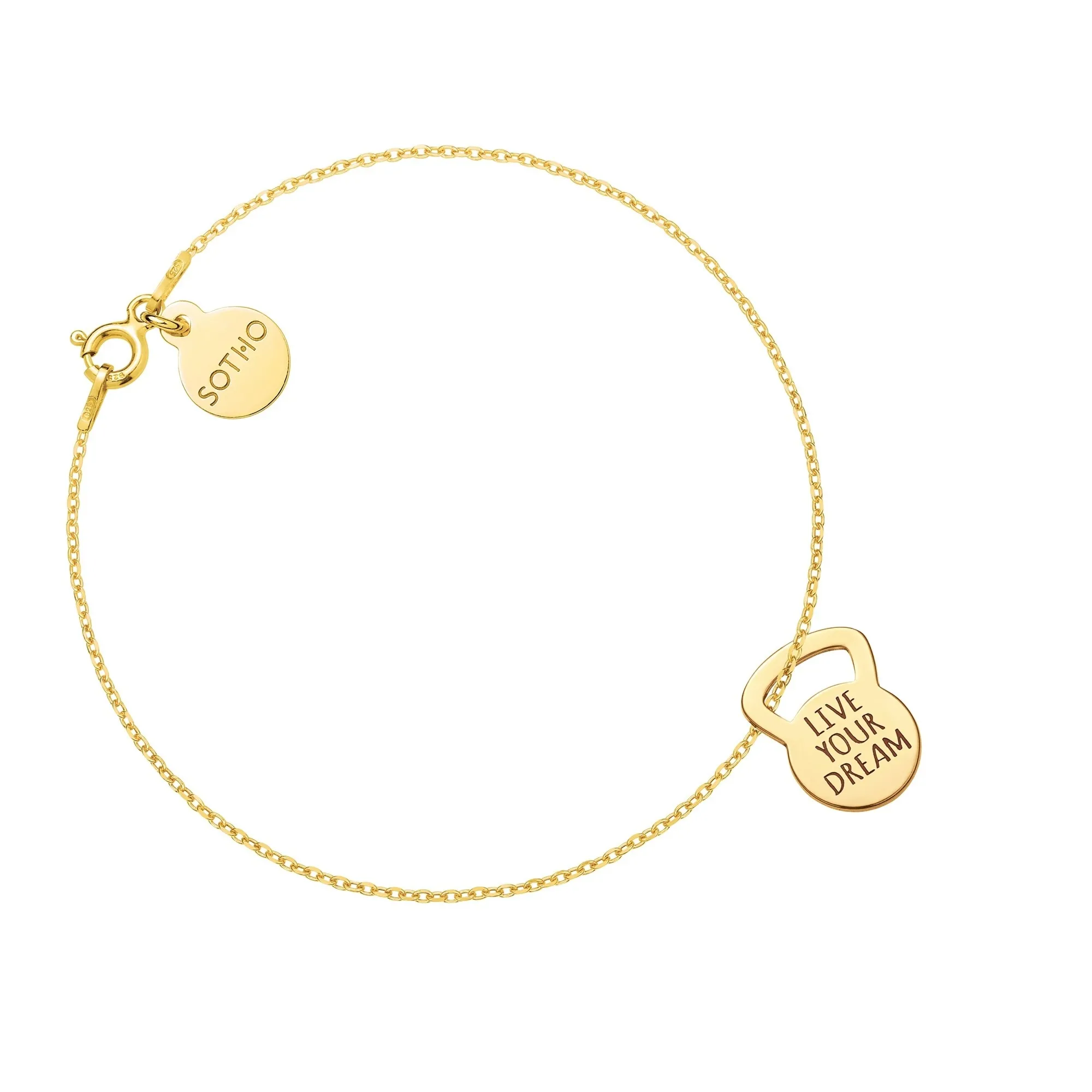 Złota bransoletka kettlebell LIVE YOUR DREAM
