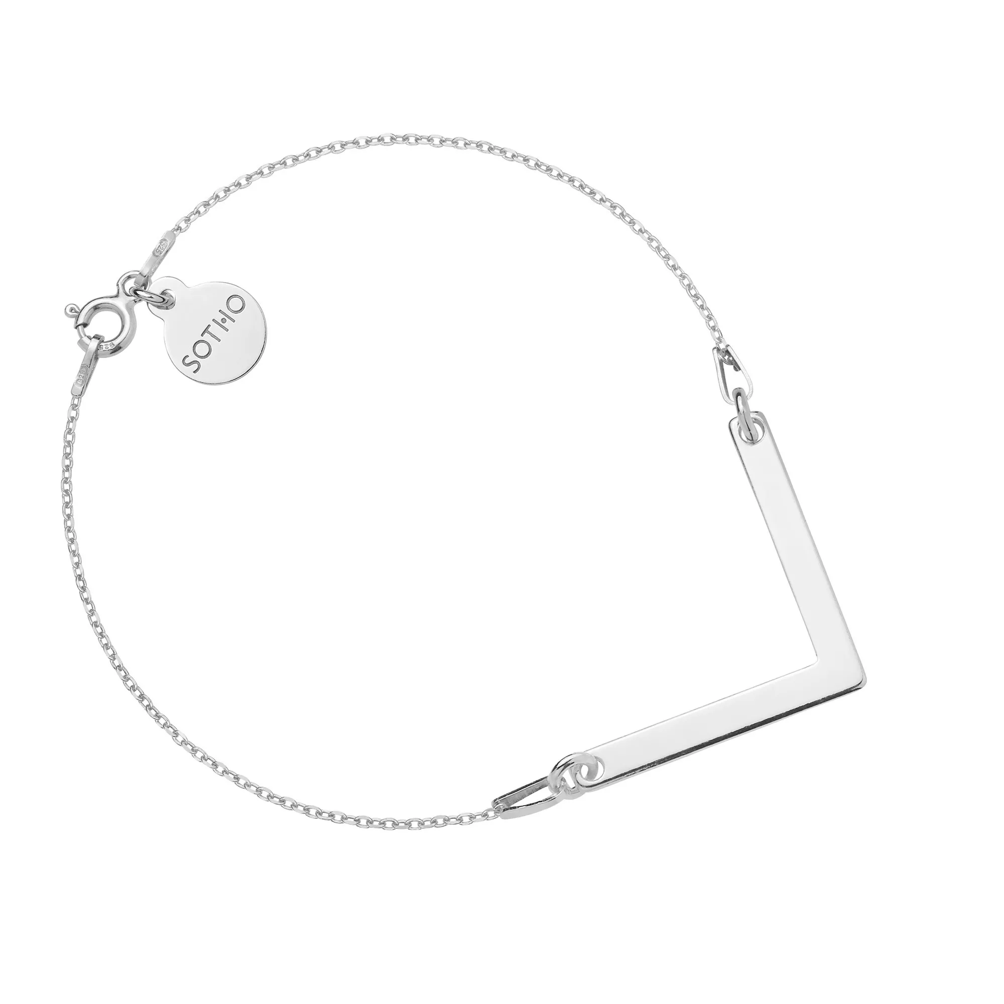 Srebna bransoletka z zawieszką V
