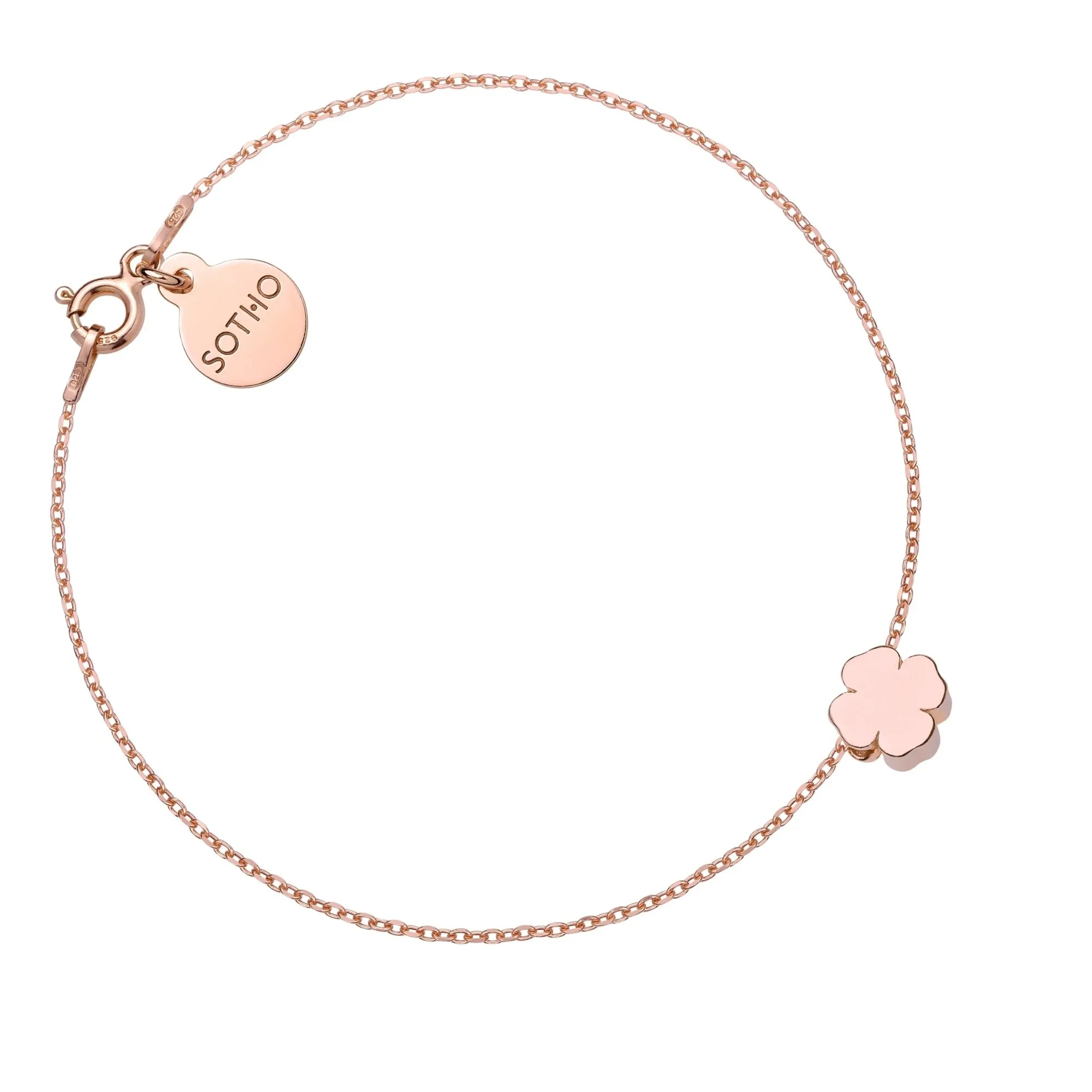 Bransoletka z  różowego zlota delikatną koniczynką