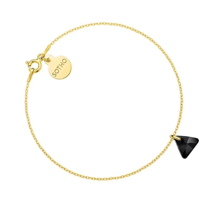 Złota bransoletka z czarnym kryształowym trójkącikiem SWAROVSKI® CRYSTAL