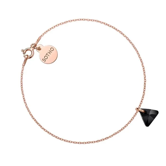 Bransoletka z różowego złota z czarnym kryształowym trójkącikiem SWAROVSKI® CRYSTAL