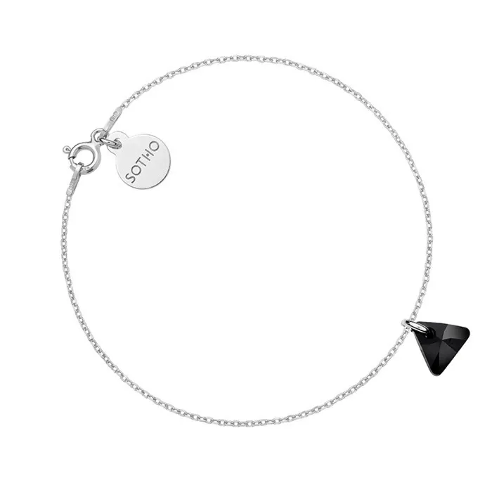 Srebrna bransoletka z czarnym kryształowym trójkącikiem SWAROVSKI® CRYSTAL