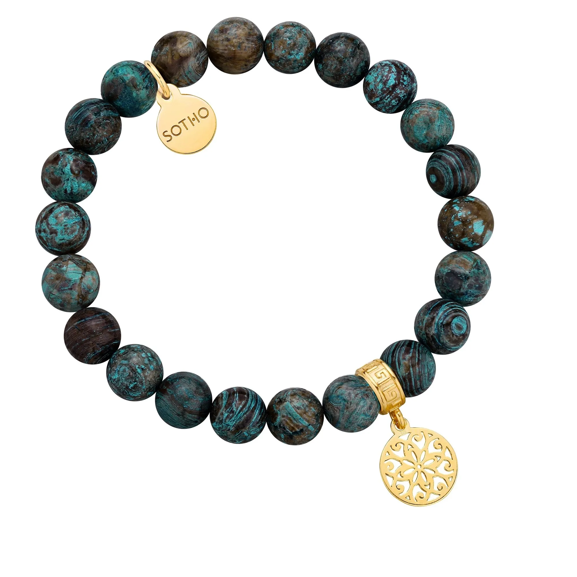 Bransoletka z jaspisu ze złotą ażurową rozetką