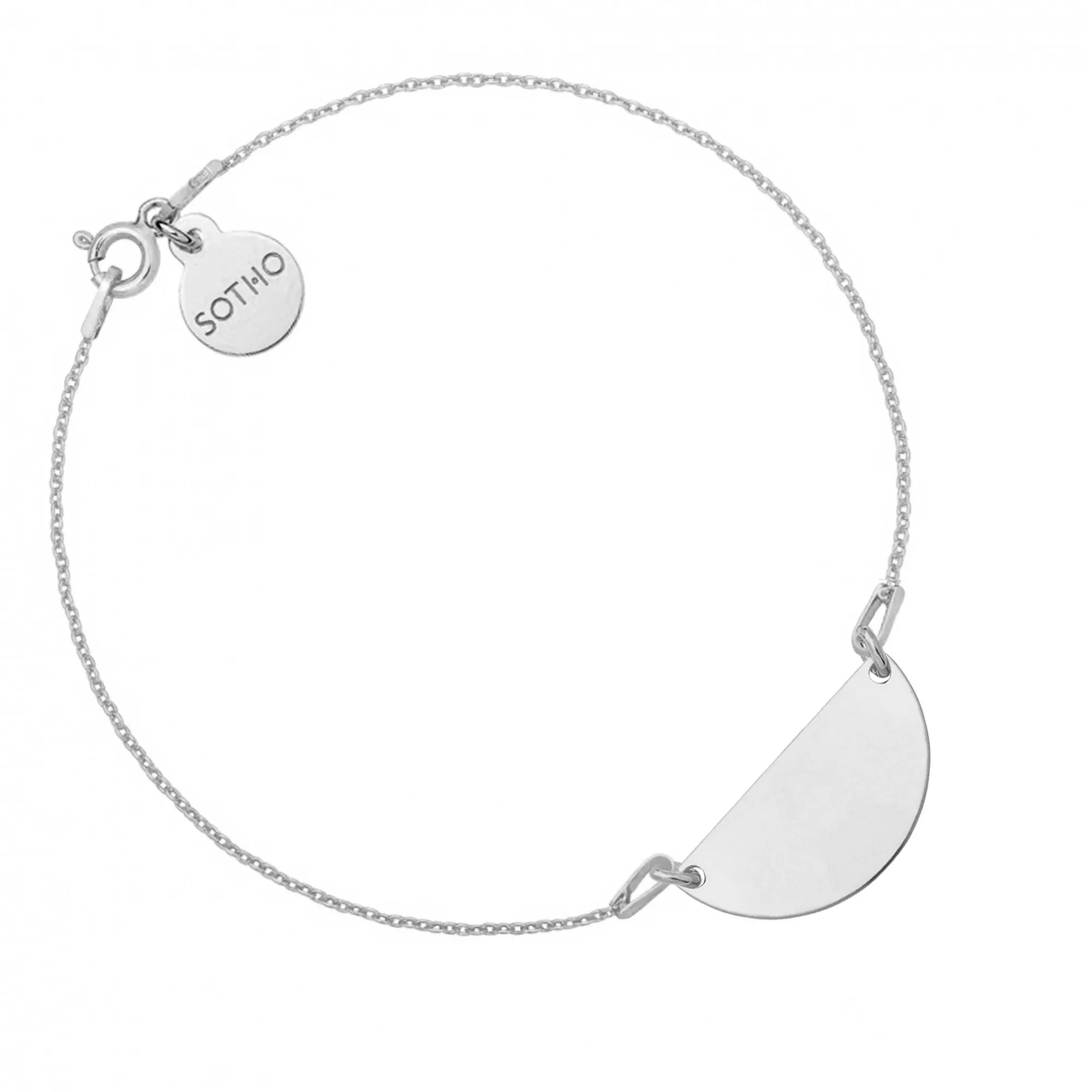 Srebrna bransoletka z półokrągłą zawieszką