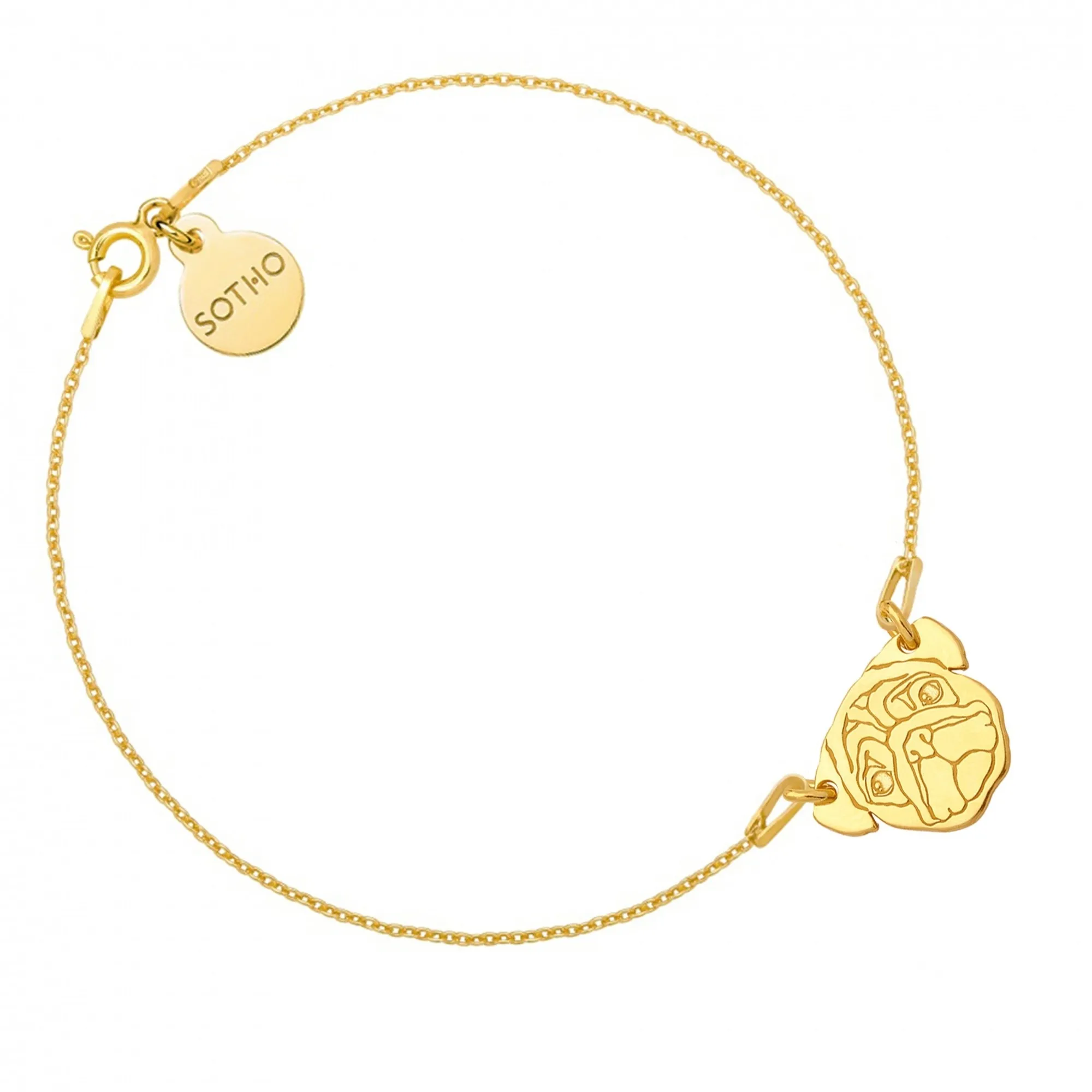 Złota bransoletka z mopsem