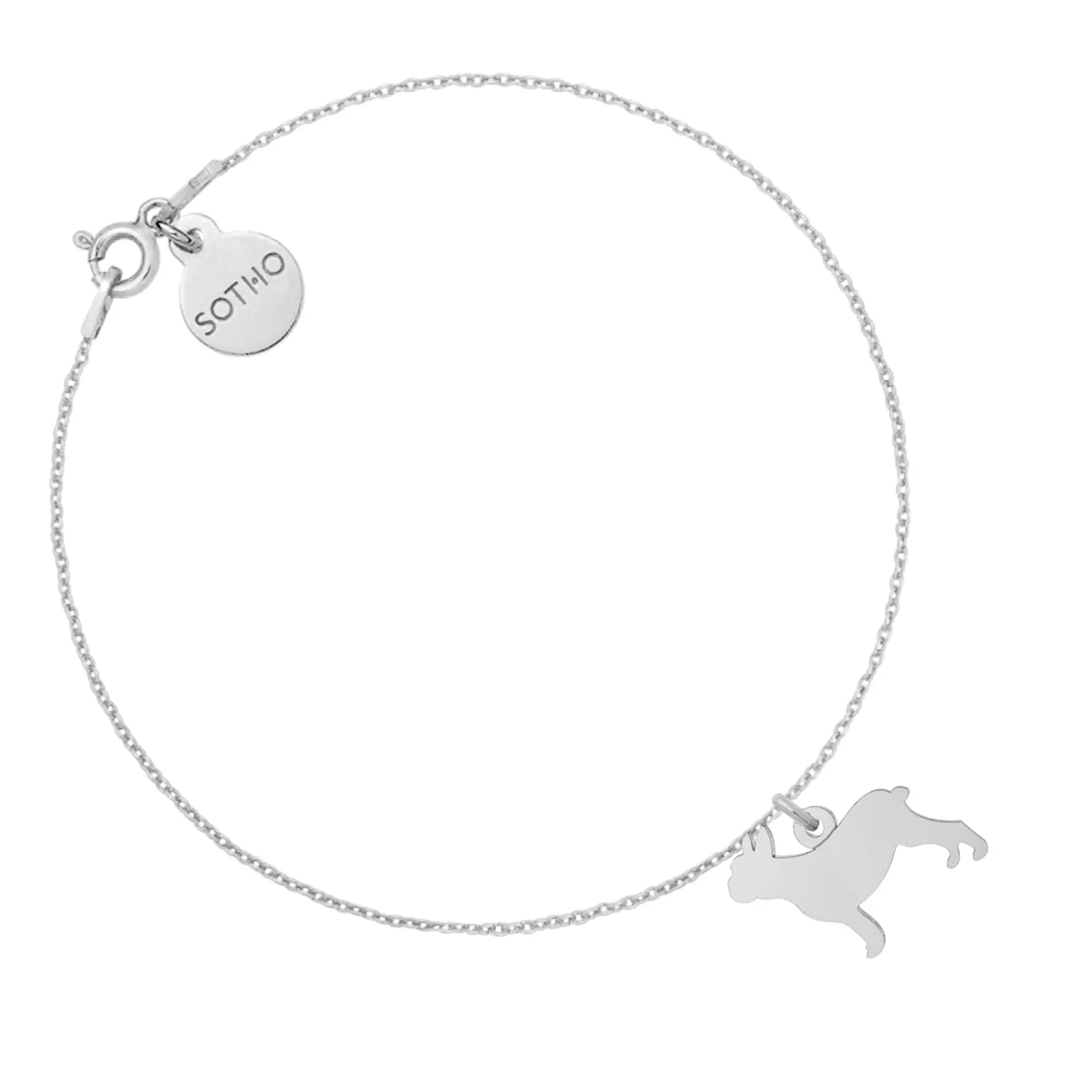 Srebrna bransoletka z buldogiem francuskim