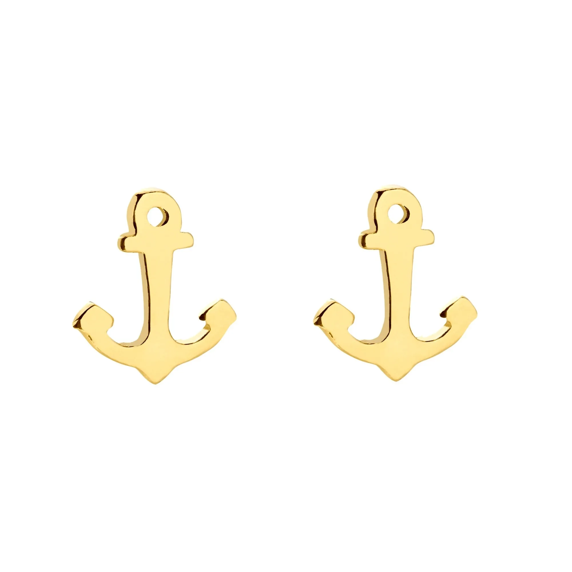 Złote kolczyki kotwice