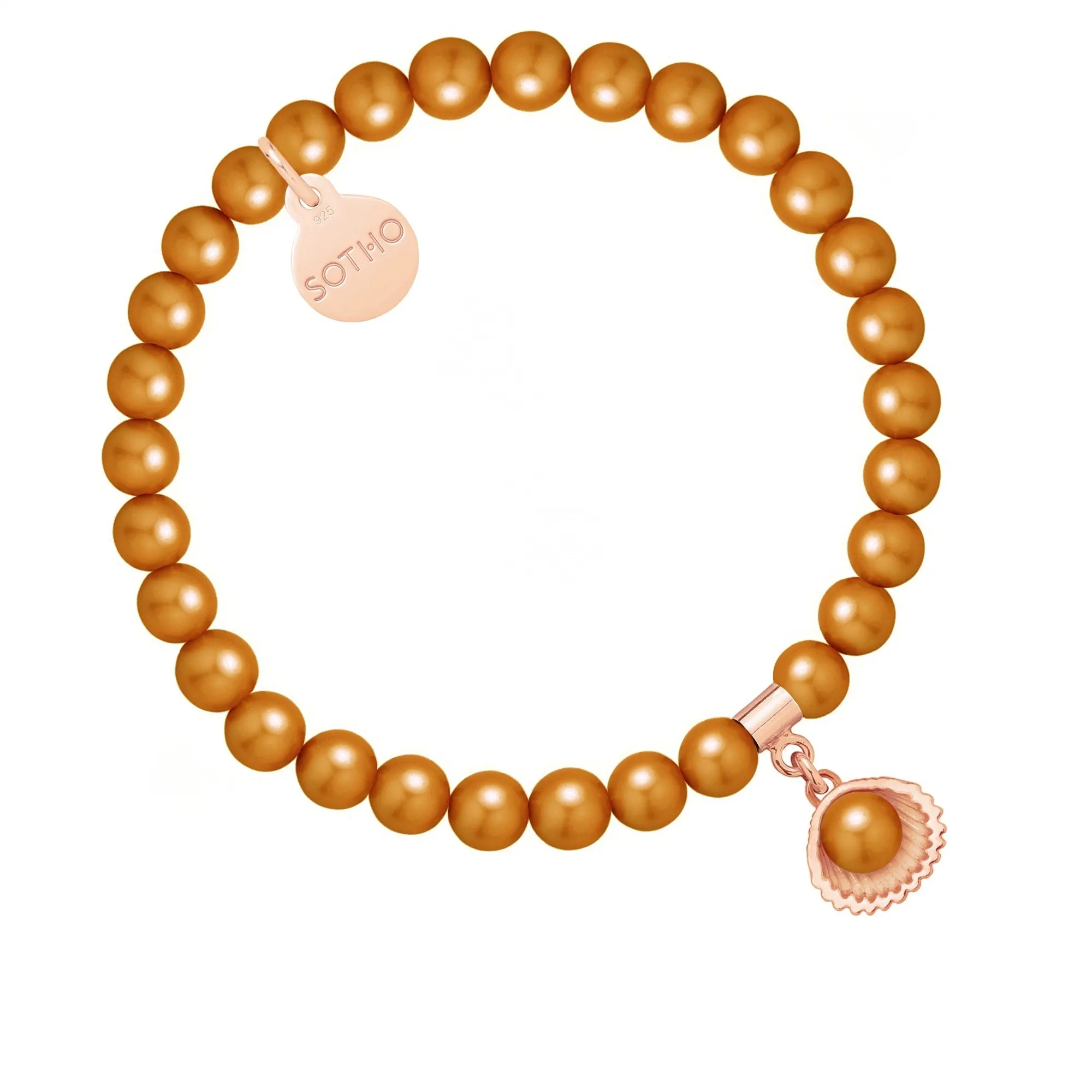 Bransoletka z pereł SWAROVSKI® CRYSTAL w kolorze Cooper z muszelką