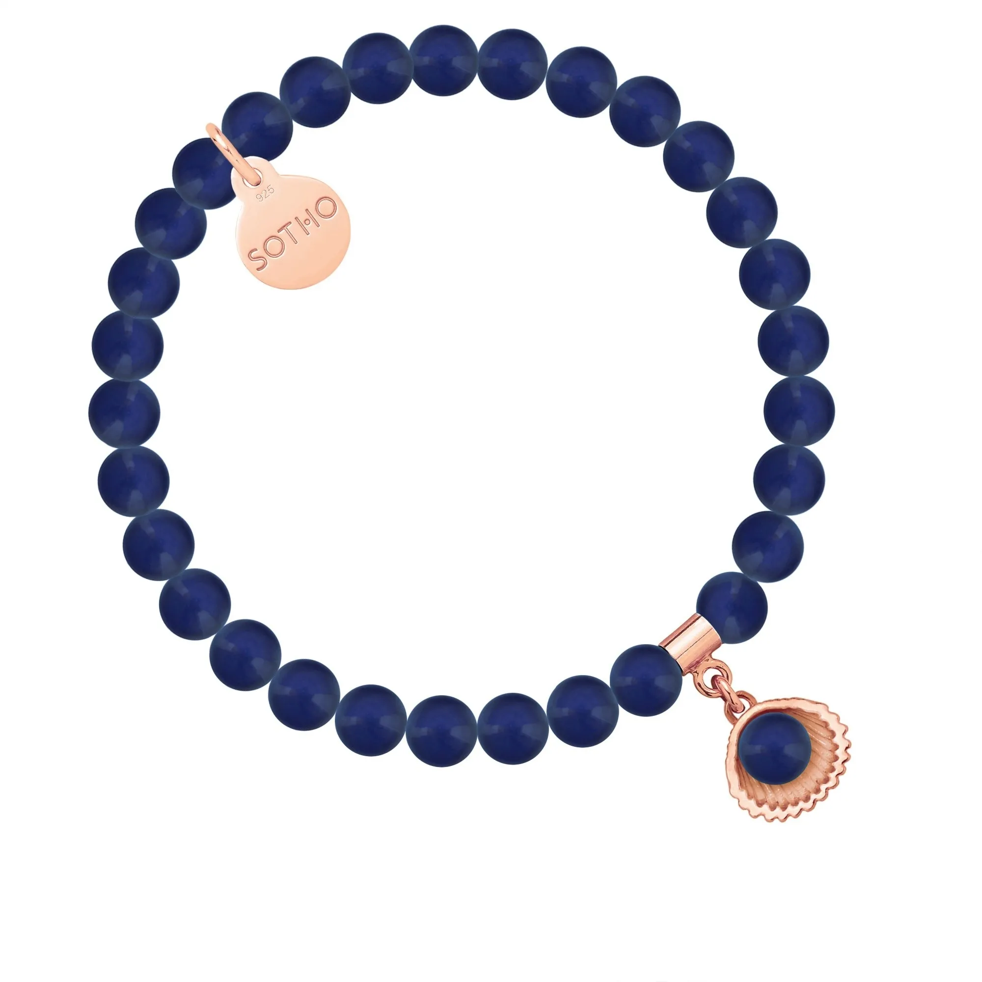 Bransoletka z pereł SWAROVSKI® CRYSTAL w kolorze Dark Lapis z muszelką