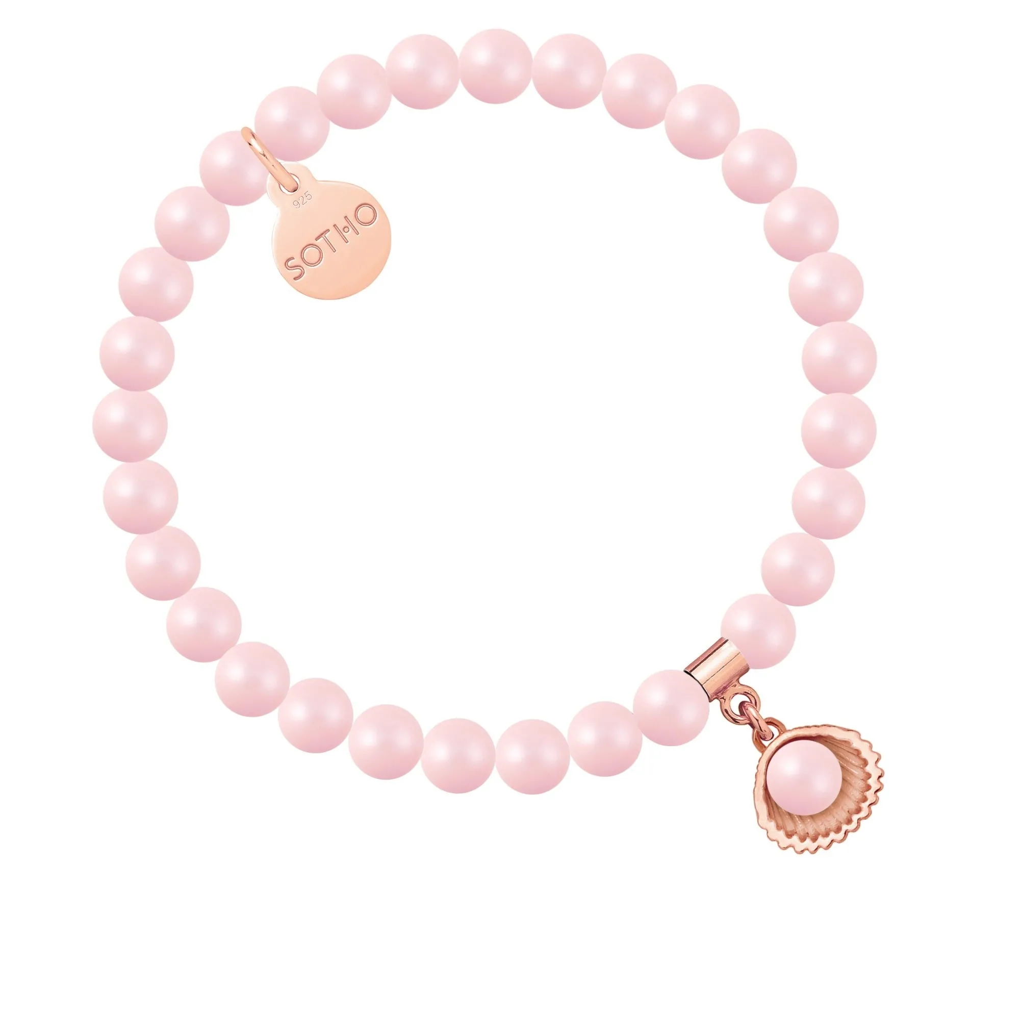 Bransoletka z pereł SWAROVSKI® CRYSTAL w kolorze Pastel Rose z muszelką