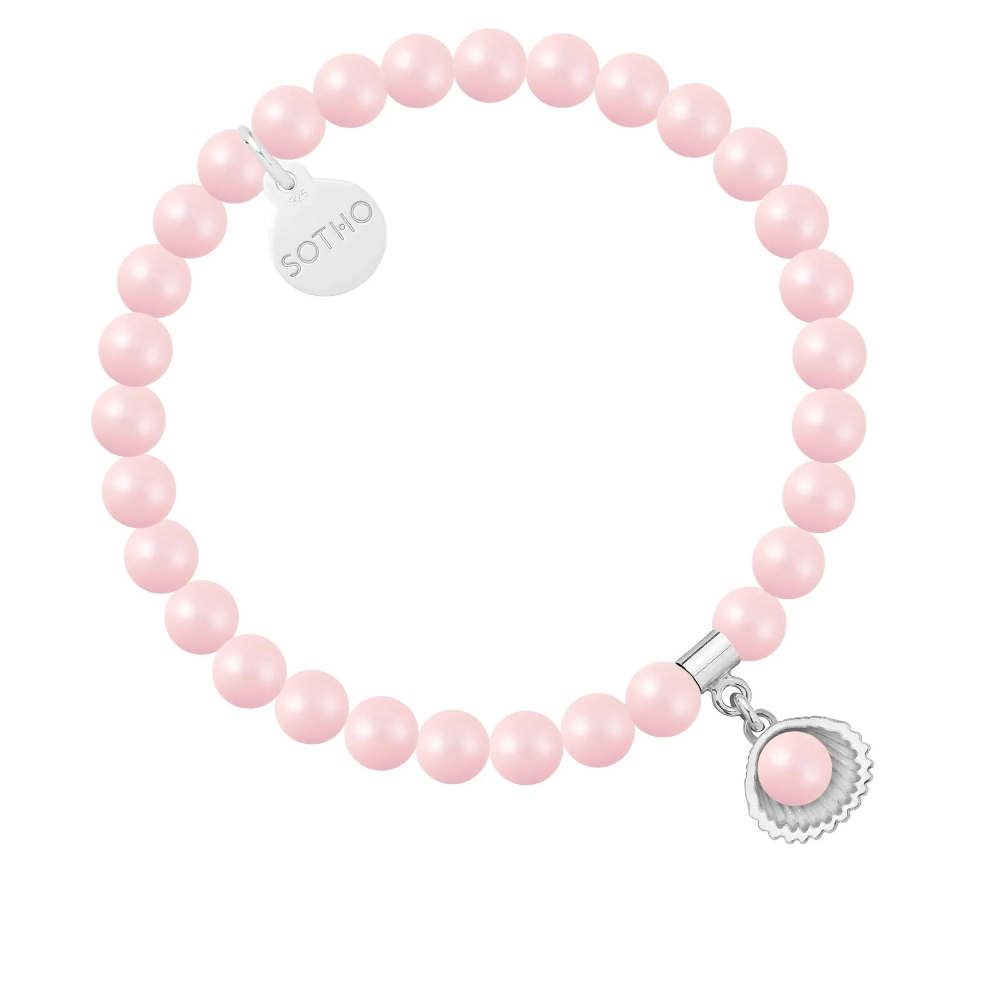 Bransoletka z pereł SWAROVSKI® CRYSTAL w kolorze Pastel Rose ze srebrną muszelką