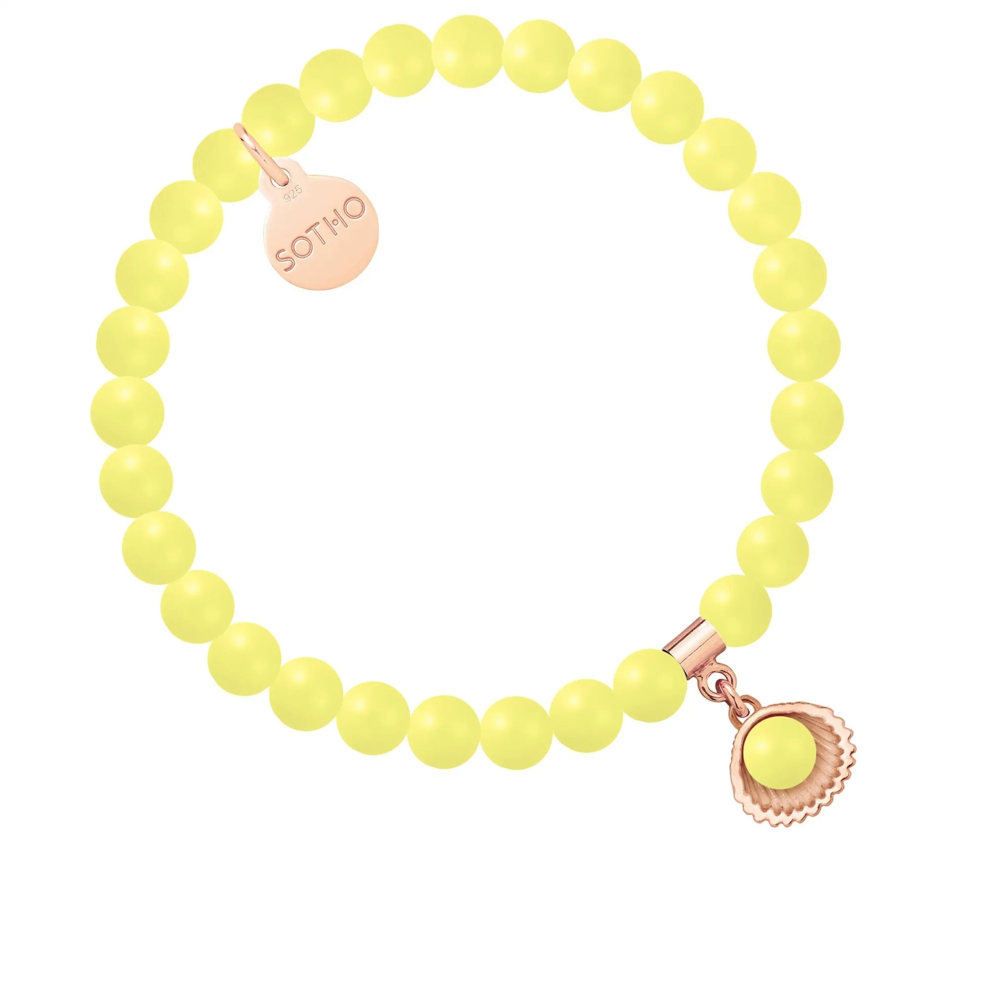 Bransoletka z pereł SWAROVSKI® CRYSTAL w kolorze Pastel Yellow z muszelką