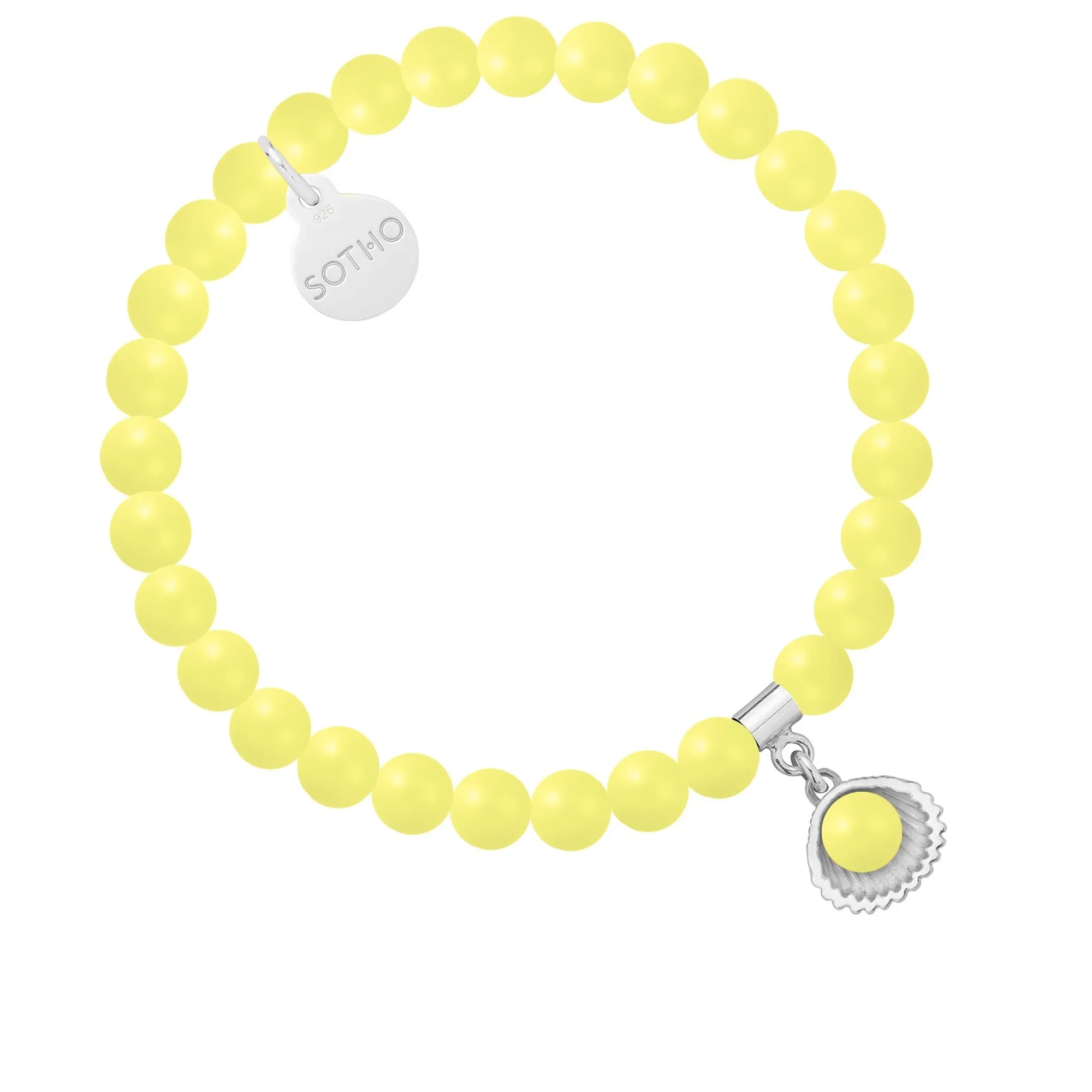 Bransoletka z pereł SWAROVSKI® CRYSTAL w kolorze Pastel Yellow ze srebrną muszelką