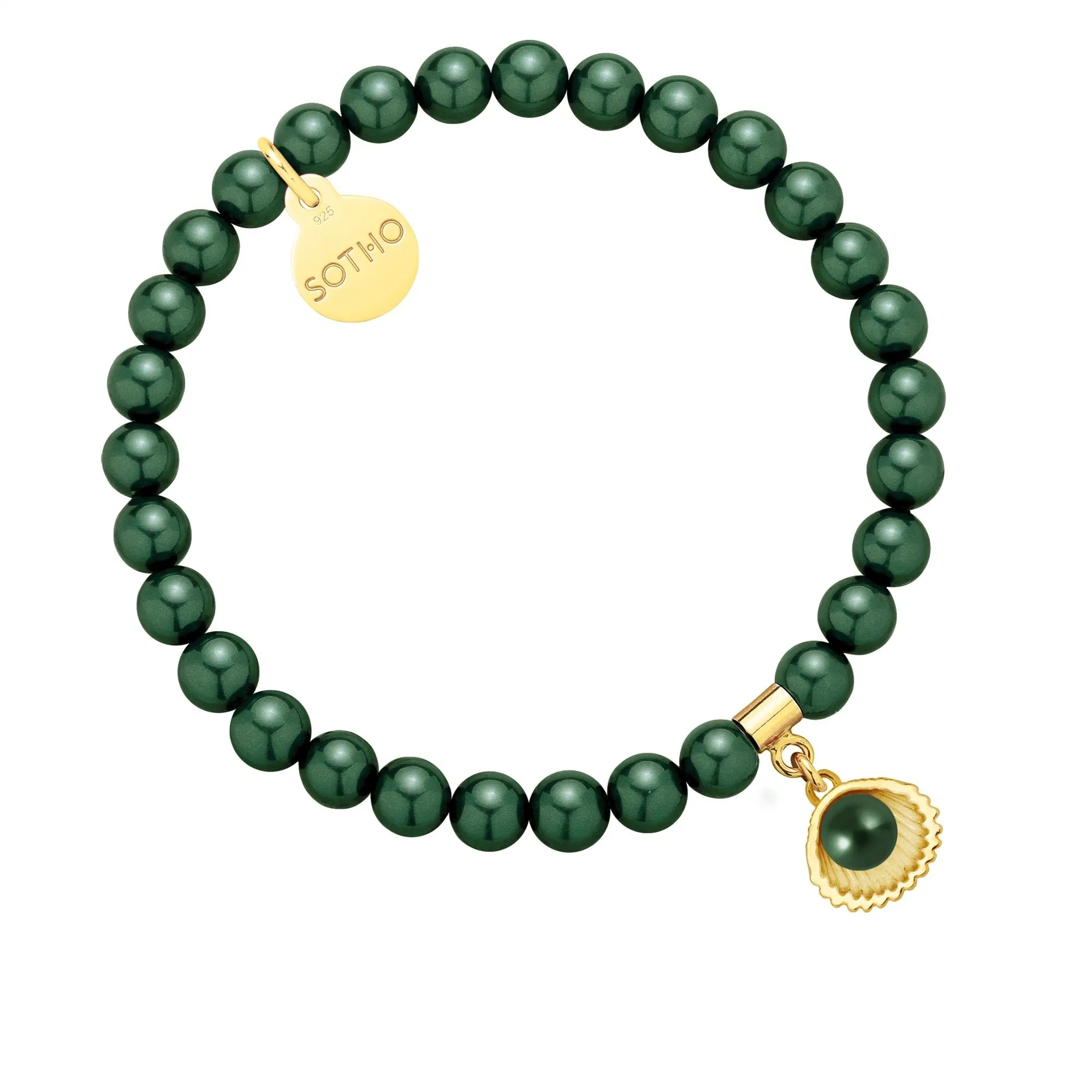 Bransoletka z pereł SWAROVSKI® CRYSTAL w kolorze Tahitian-look ze złotą muszelką