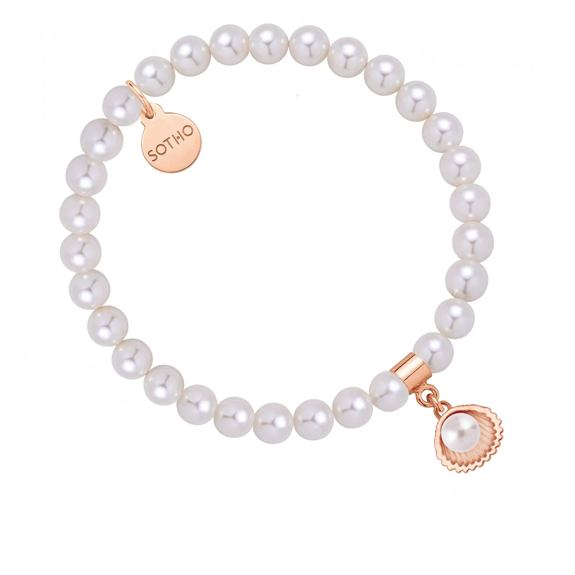 Bransoletka z pereł SWAROVSKI® CRYSTAL w kolorze White z muszelką