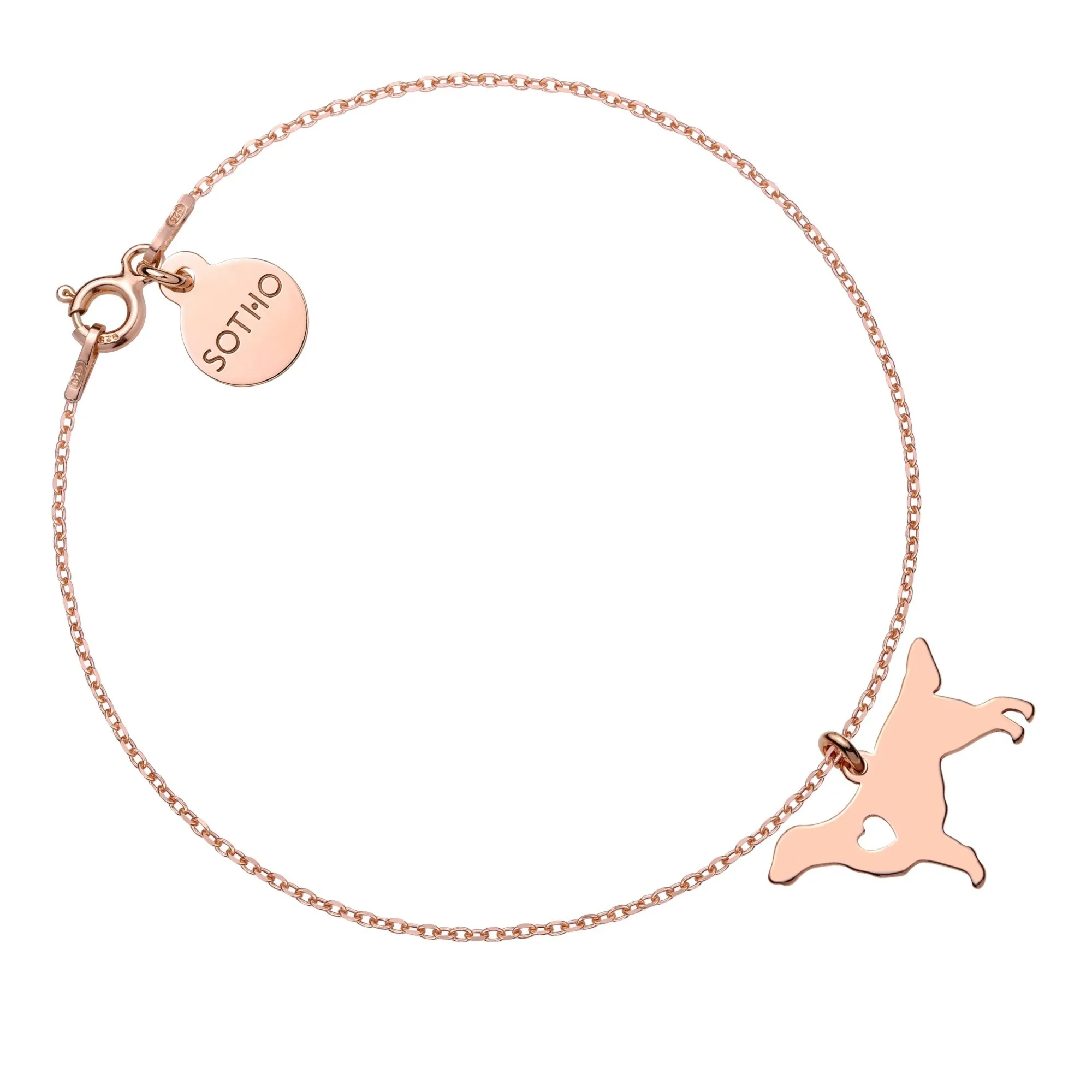 Bransoletka z różowego złota z psem rasy flat coated retriever