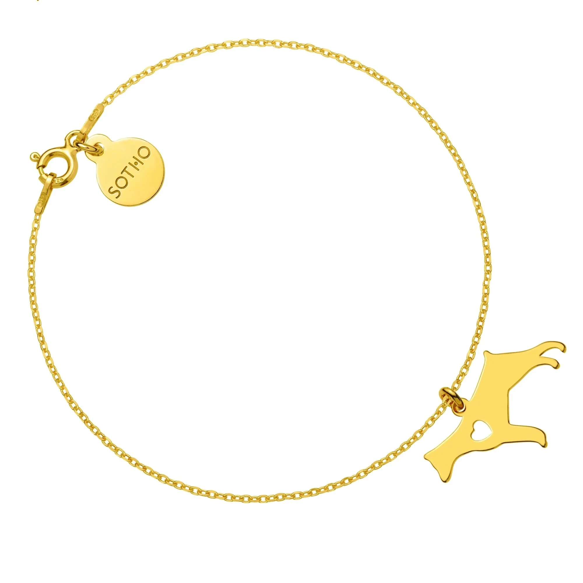 Złota bransoletka z psem rasy doberman