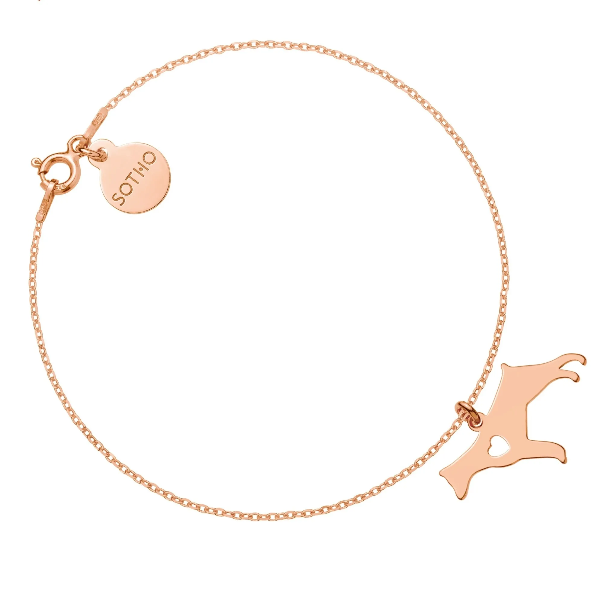 Bransoletka z różowego złota z psem rasy doberman