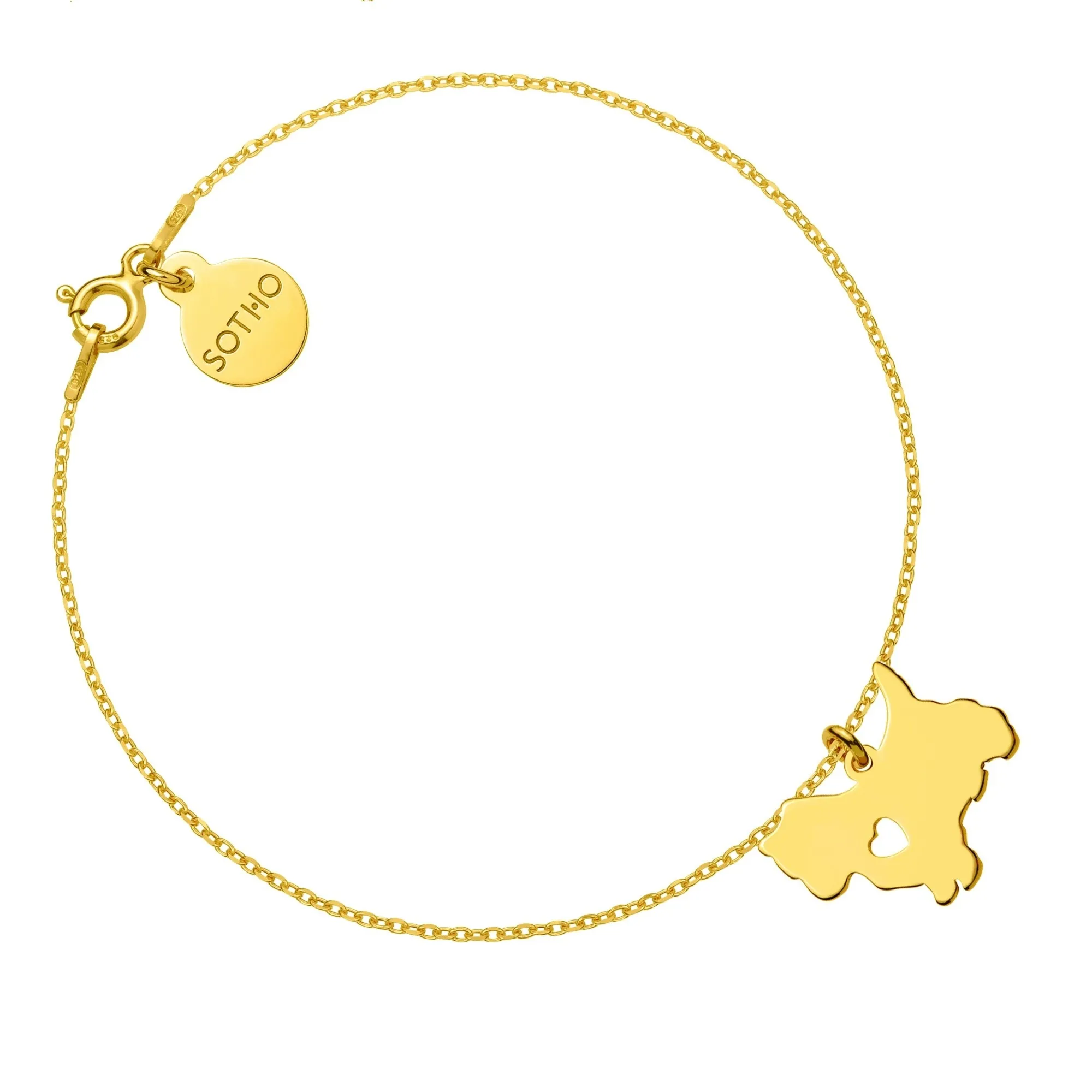 Złota bransoletka z psem rasy yorkshire terrier