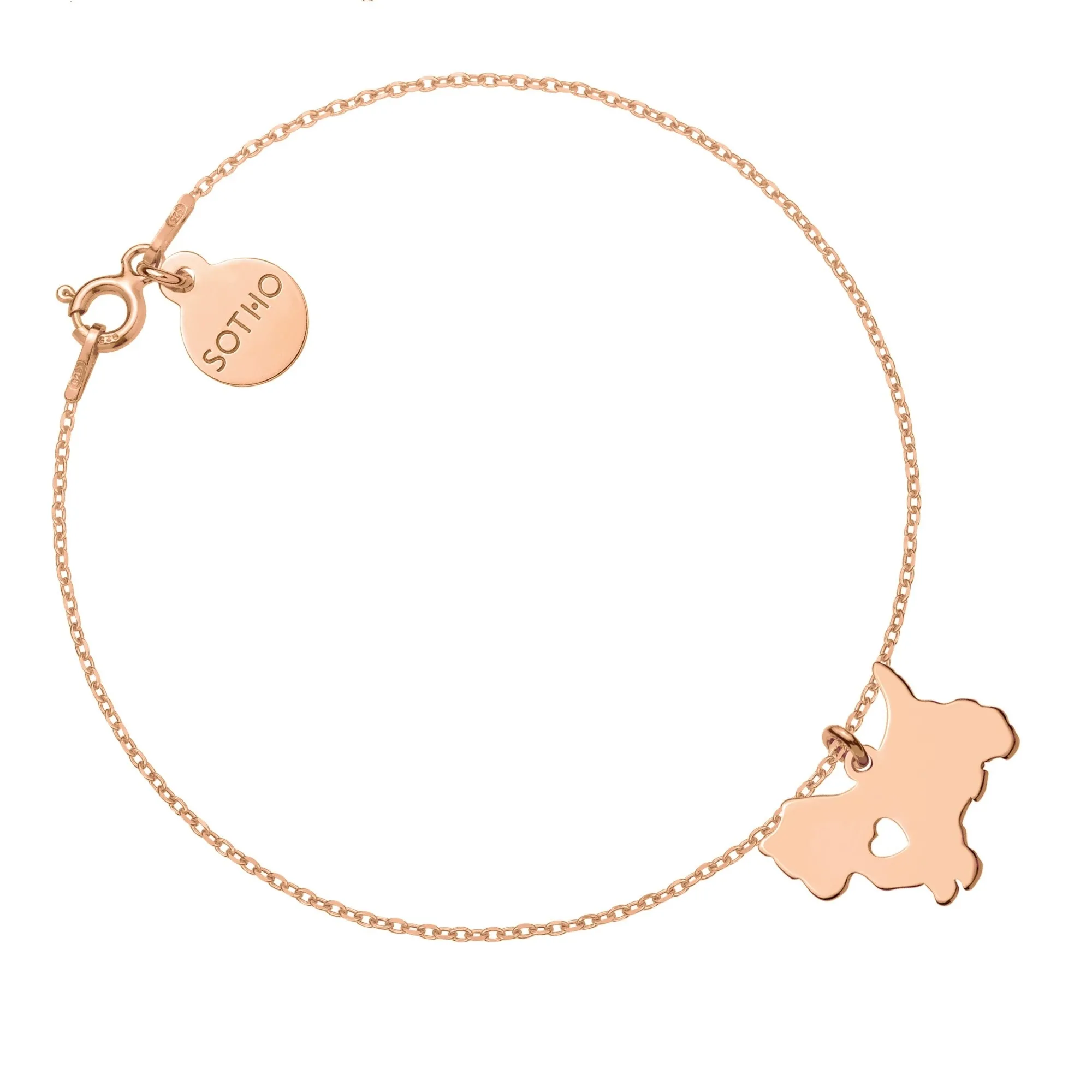 Bransoletka z różowego złota z psem rasy yorkshire terrier