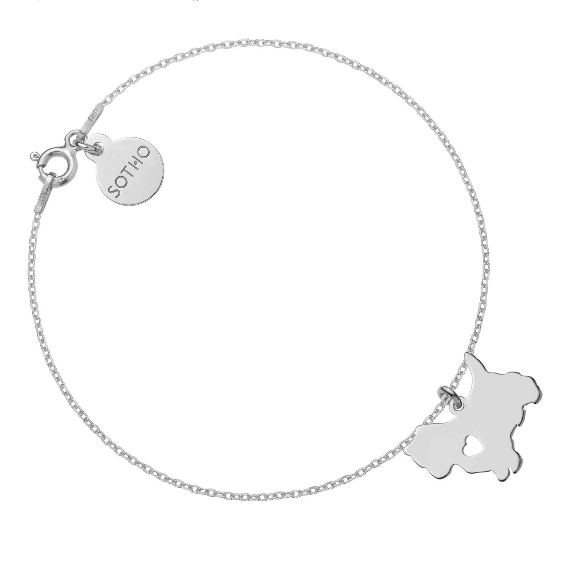 Srebrna bransoletka z psem rasy yorkshire terrier