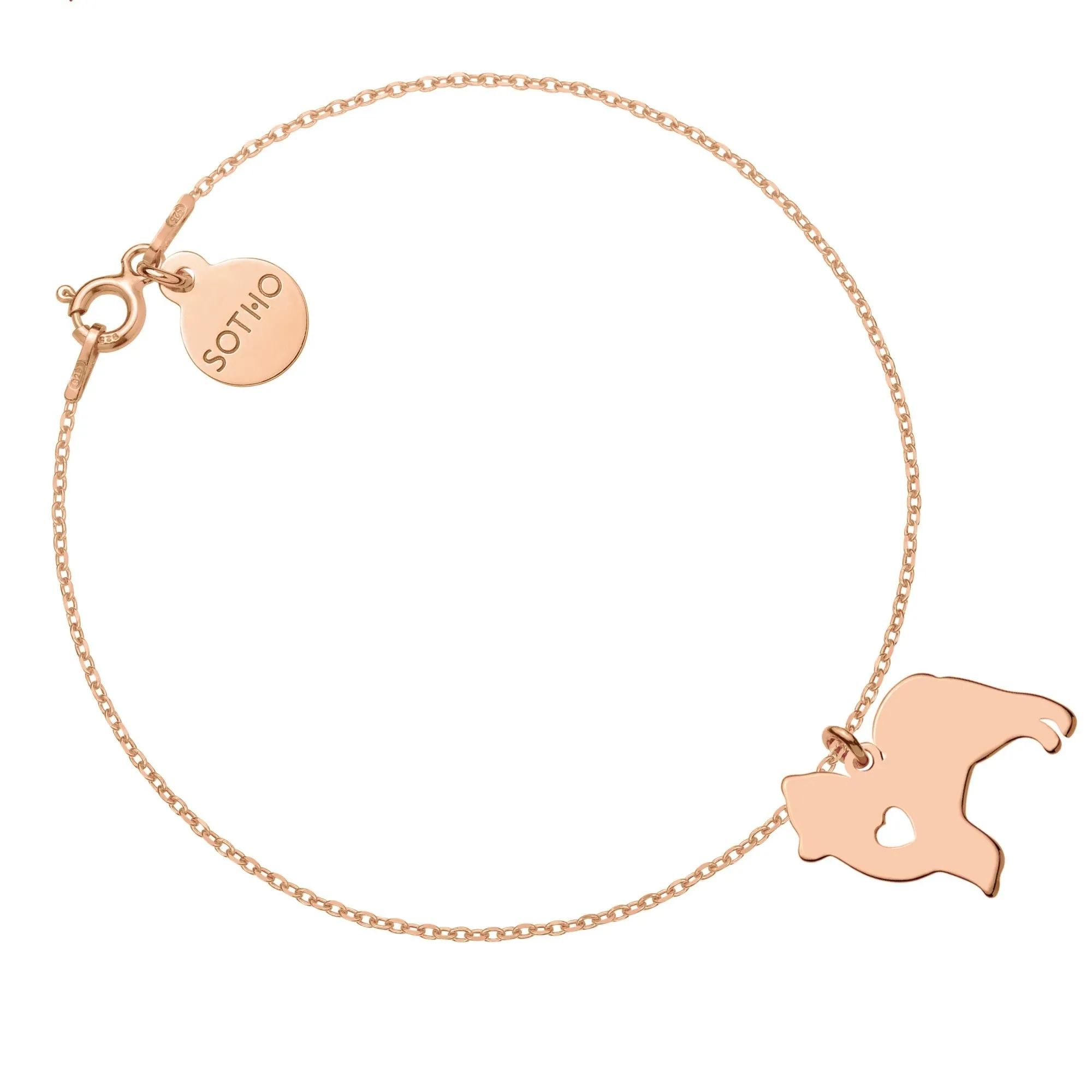 Bransoletka z różowego złota z psem rasy pomeranian