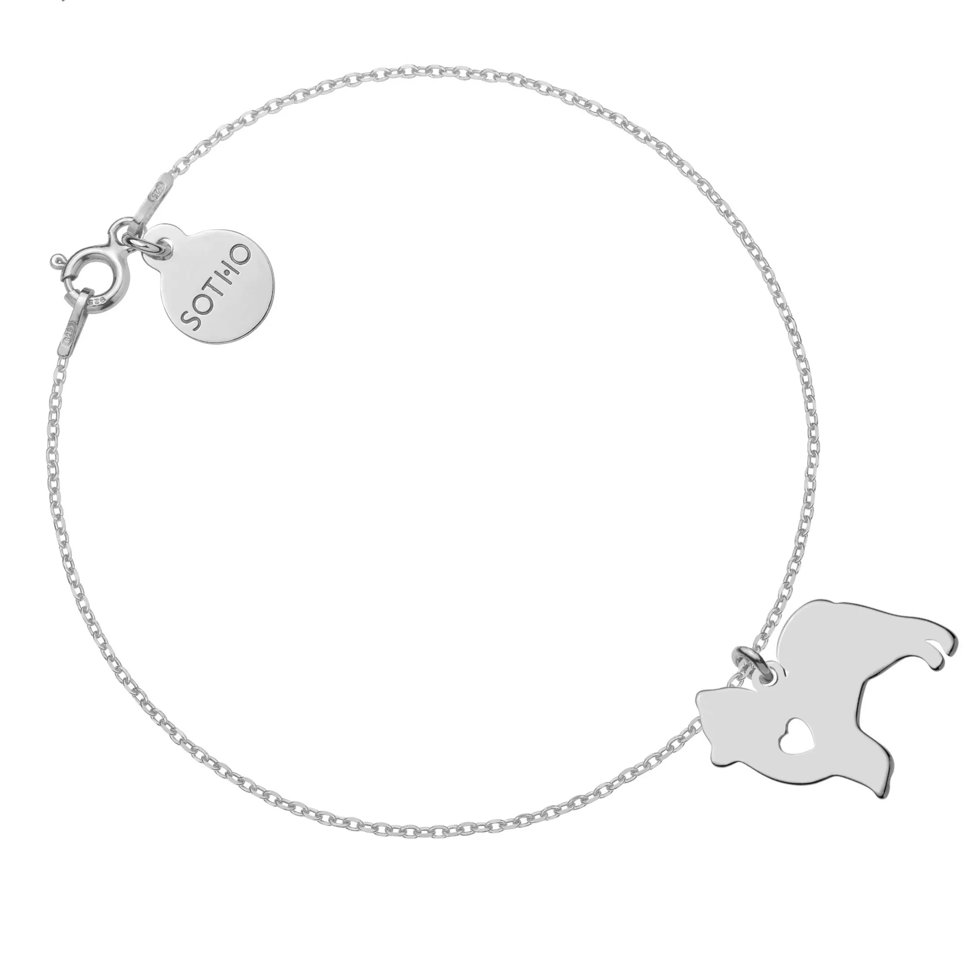 Srebrna bransoletka z psem rasy pomeranian