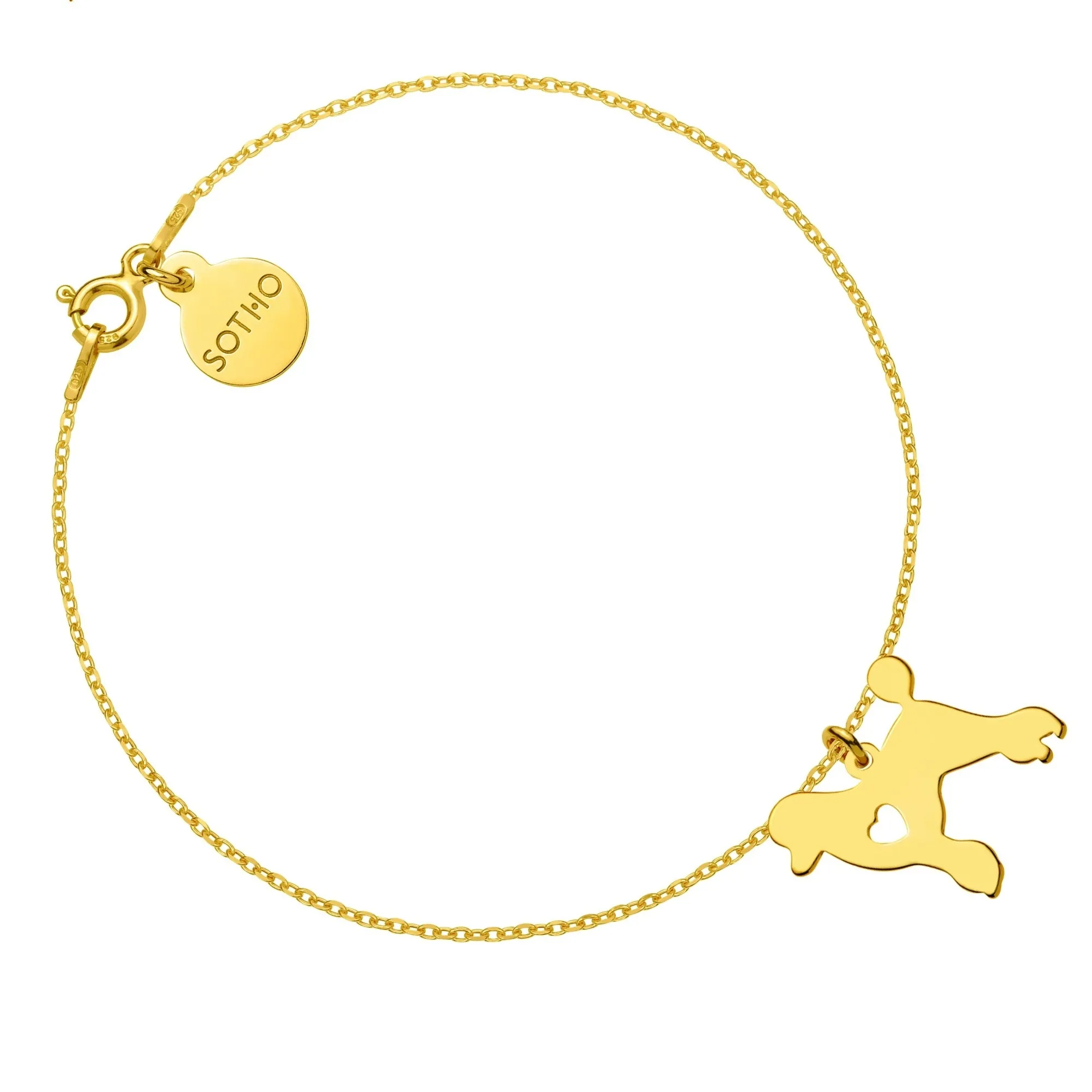 Złota bransoletka z psem rasy pudel