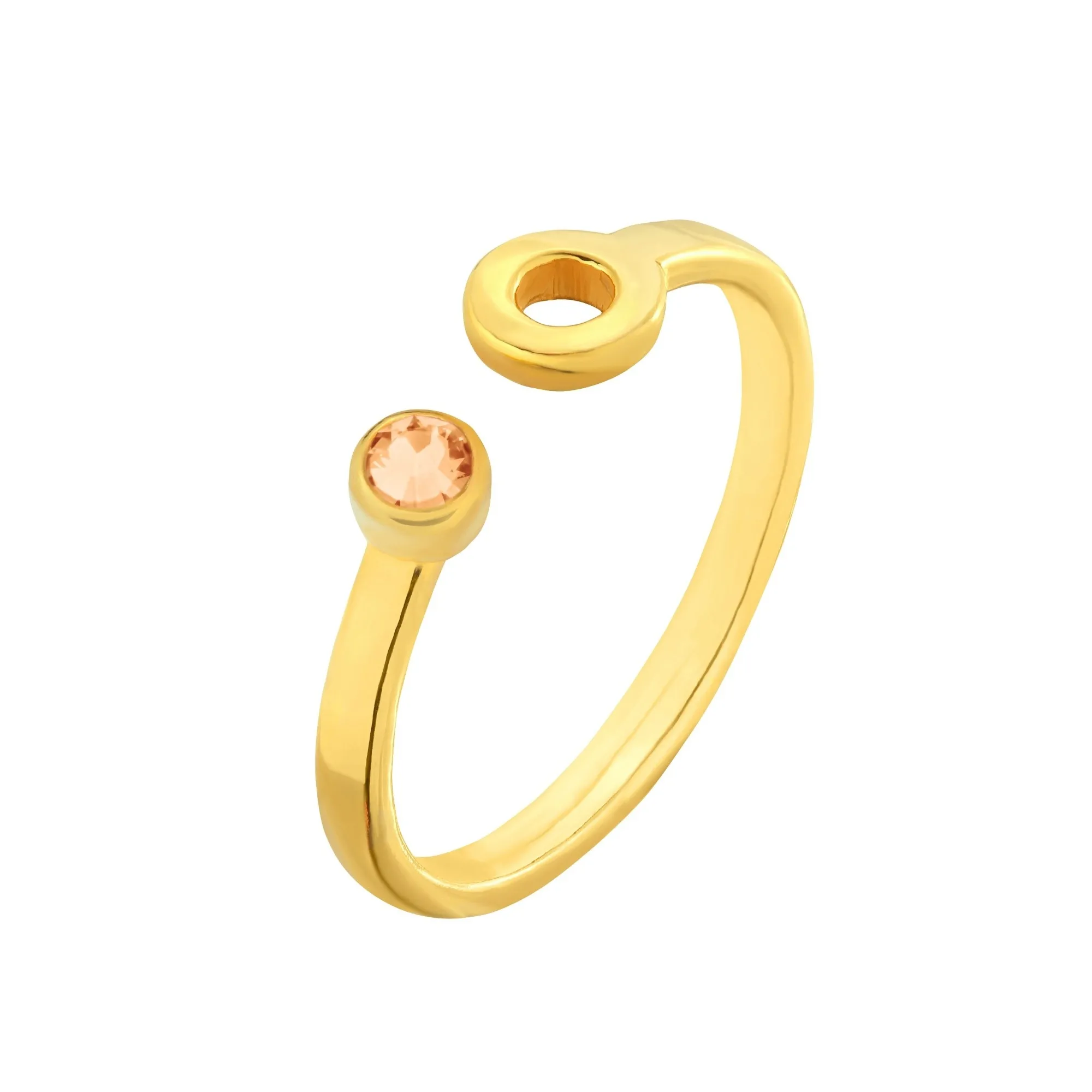 Złoty pierścionek z karmą i kryształkiem Light Peach SWAROVSKI® CRYSTAL