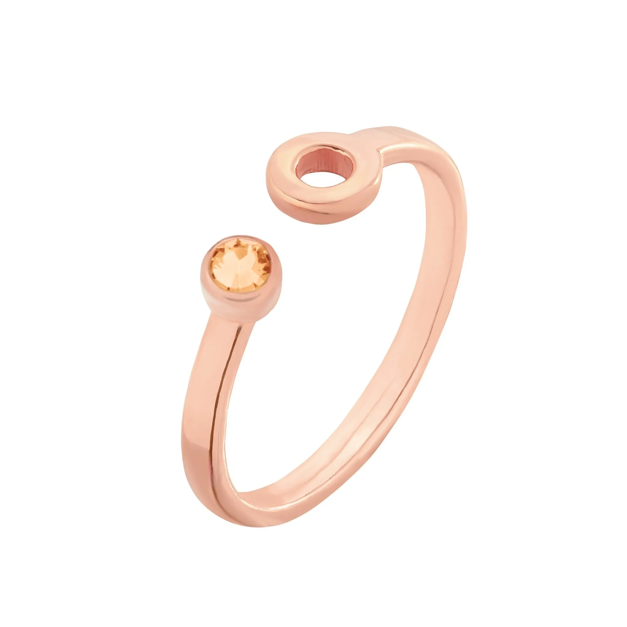 Pierścionek z różowego złota z karmą i kryształkiem Light Peach SWAROVSKI® CRYSTAL