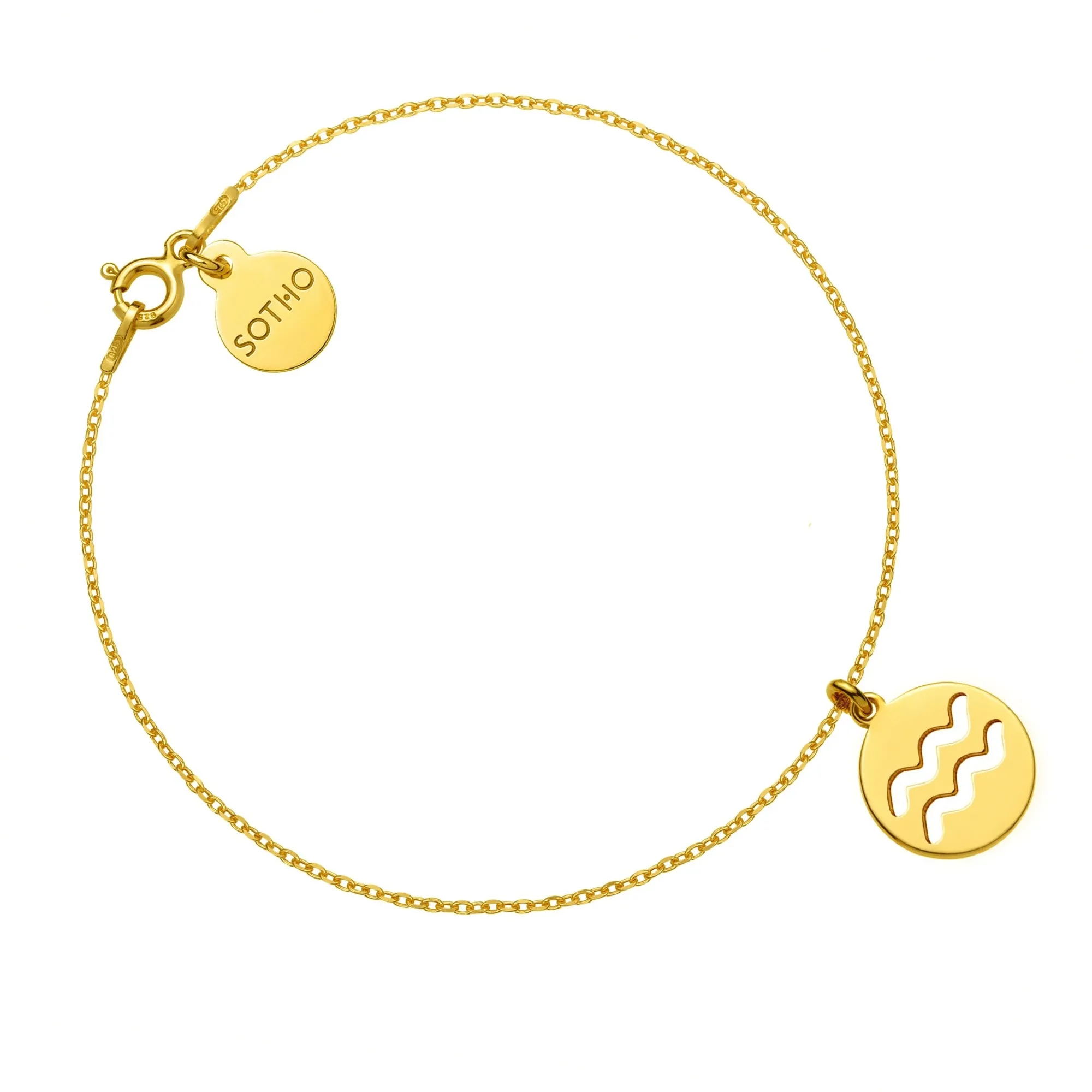 Złota bransoletka z zodiakiem Wodnika