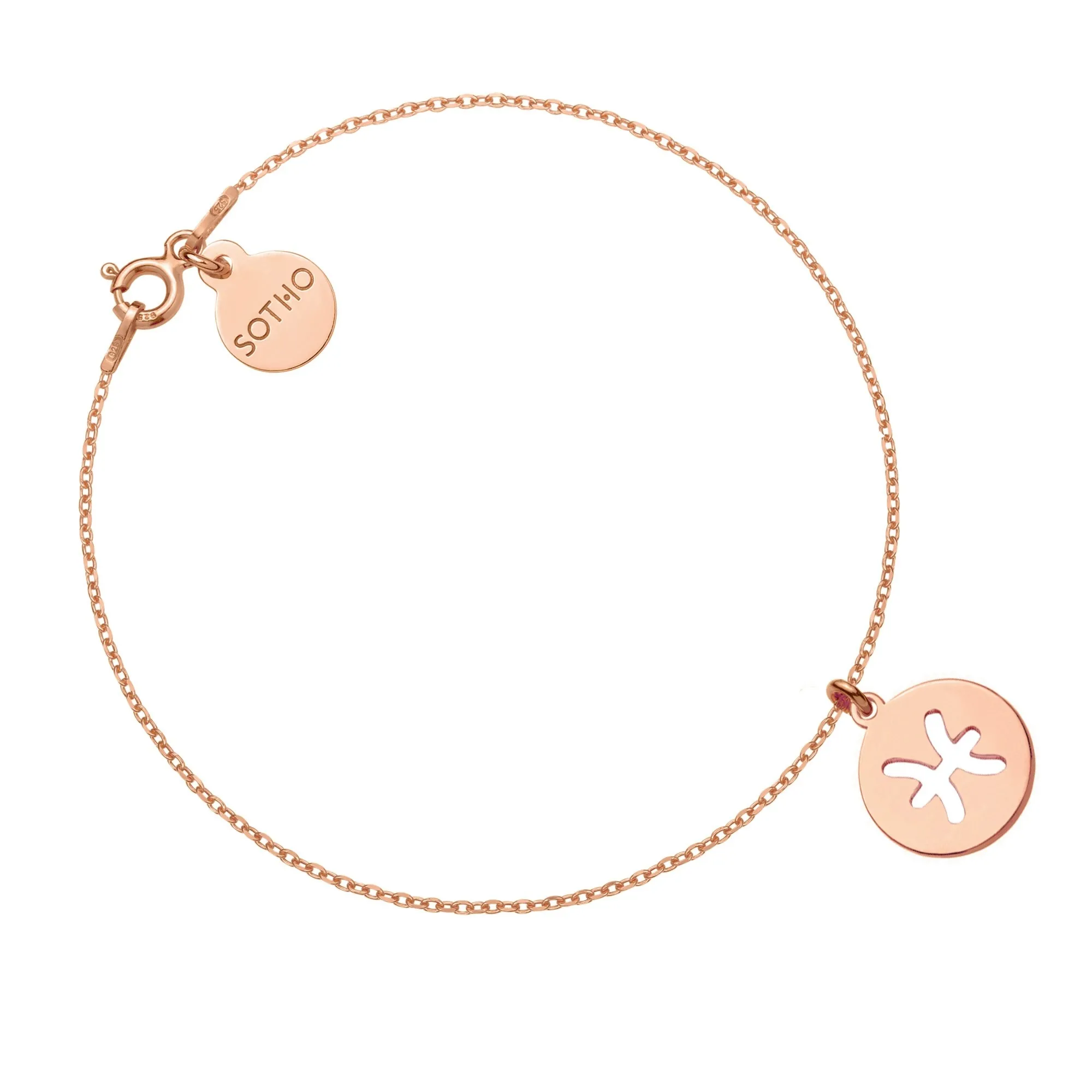 Bransoletka z zodiakiem Ryb z różowego złota