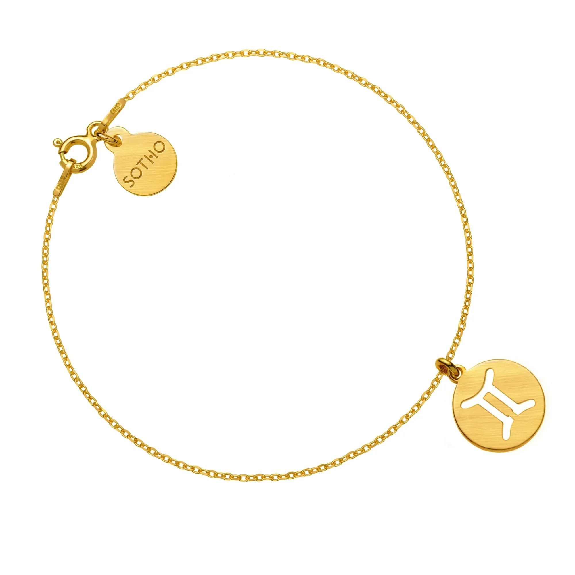 Złota matowa bransoletka z zodiakiem Bliźniąt