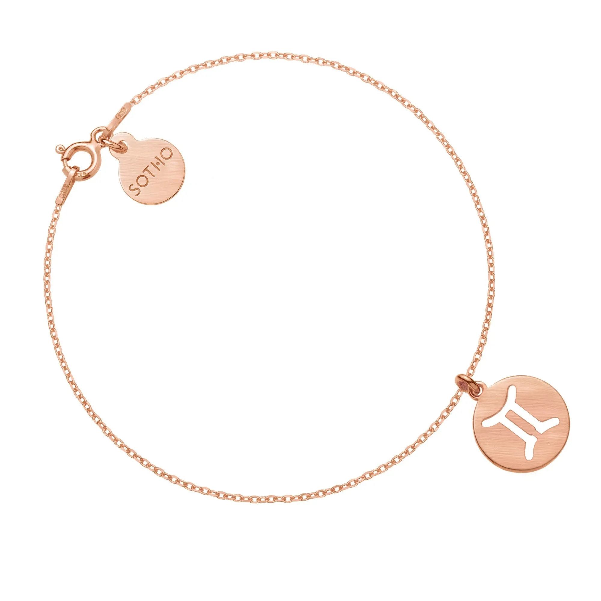 Matowa bransoletka z zodiakiem Bliźniąt z różowego złota