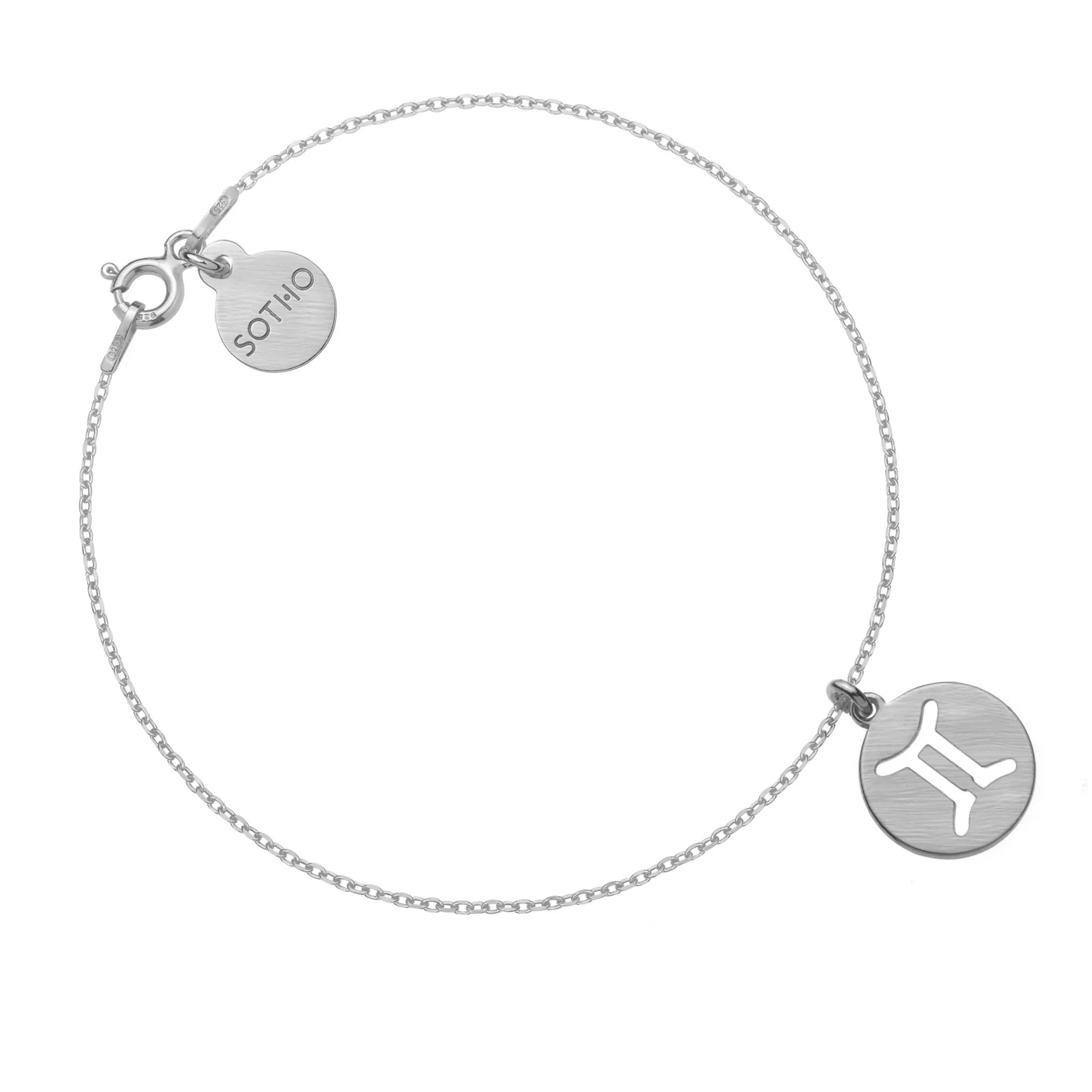 Srebrna matowa bransoletka z zodiakiem Bliźniąt