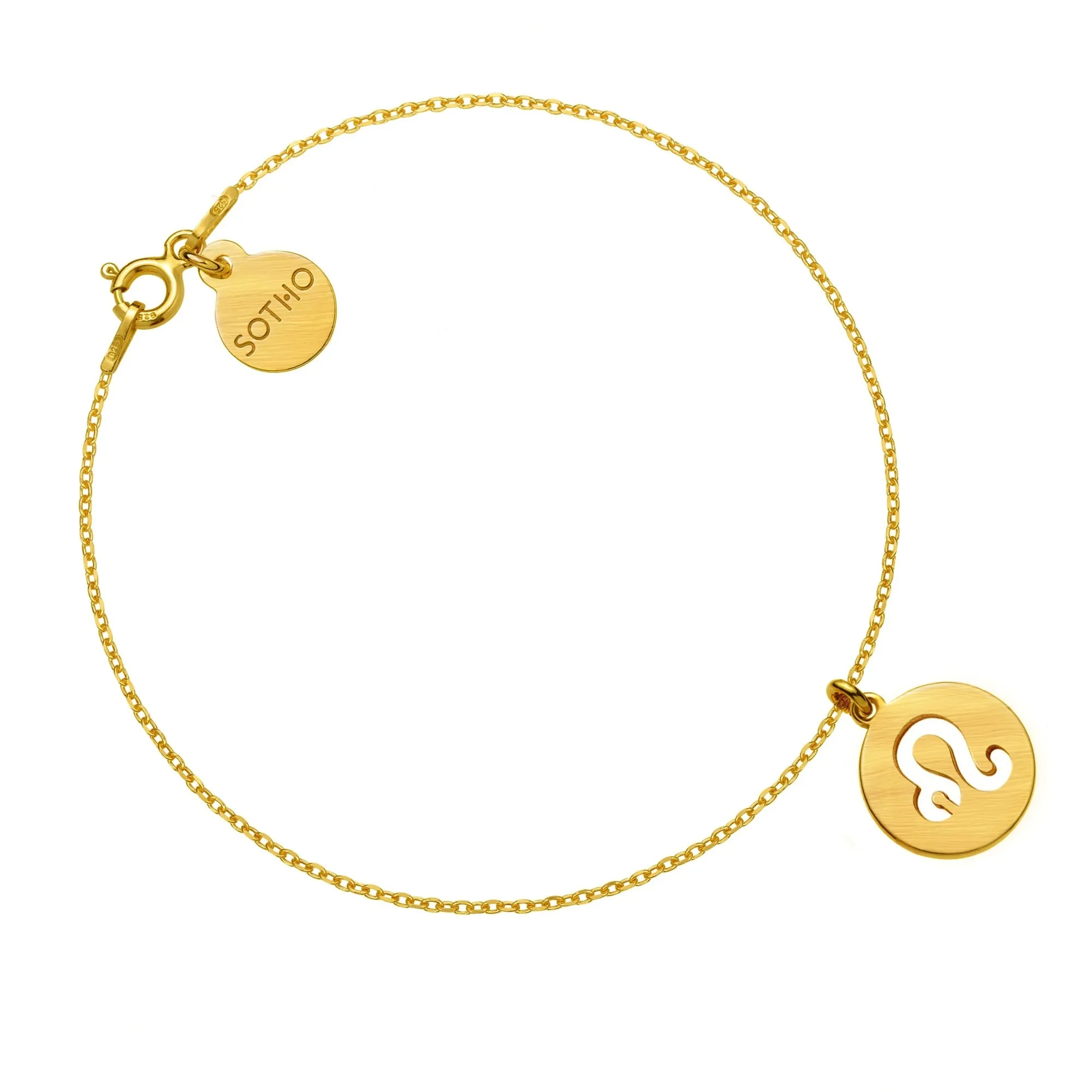 Złota matowa bransoletka z zodiakiem Lwa