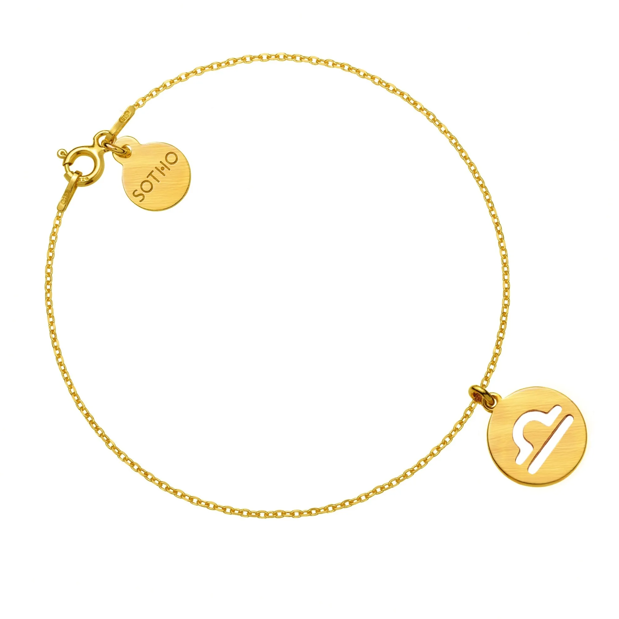 Złota matowa bransoletka z zodiakiem Wagi