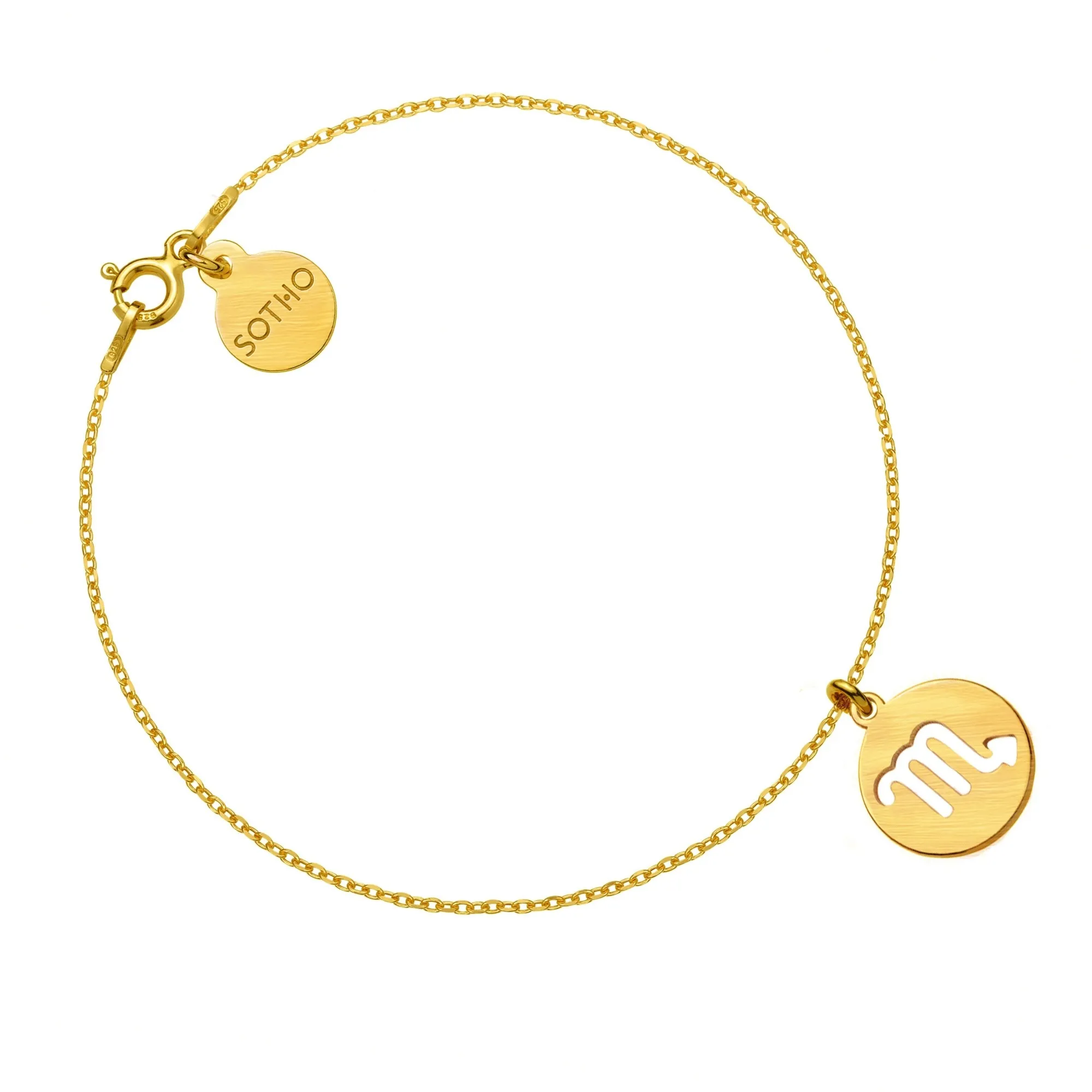 Złota matowa bransoletka z zodiakiem Skorpiona