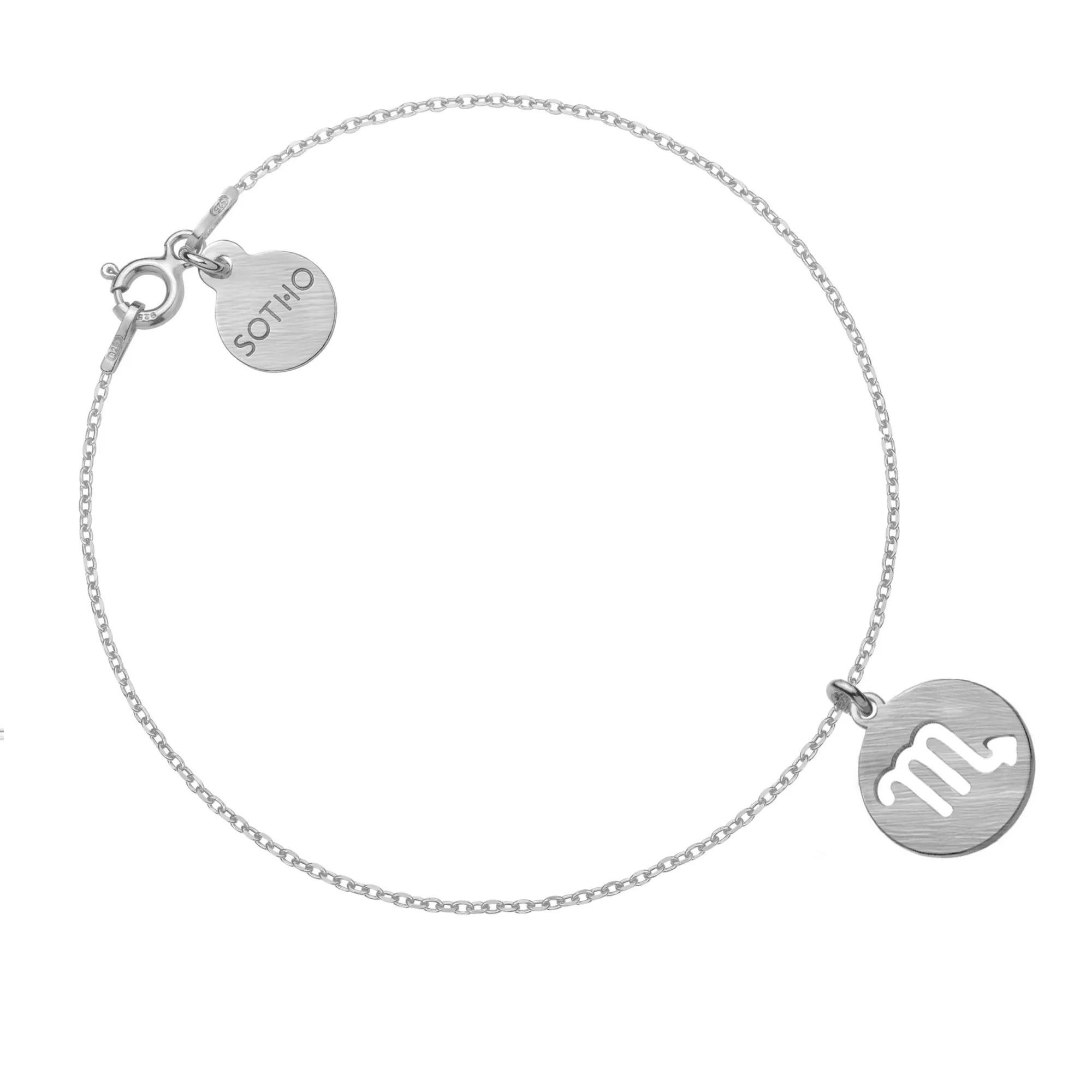 Srebrna matowa bransoletka z zodiakiem Skorpiona