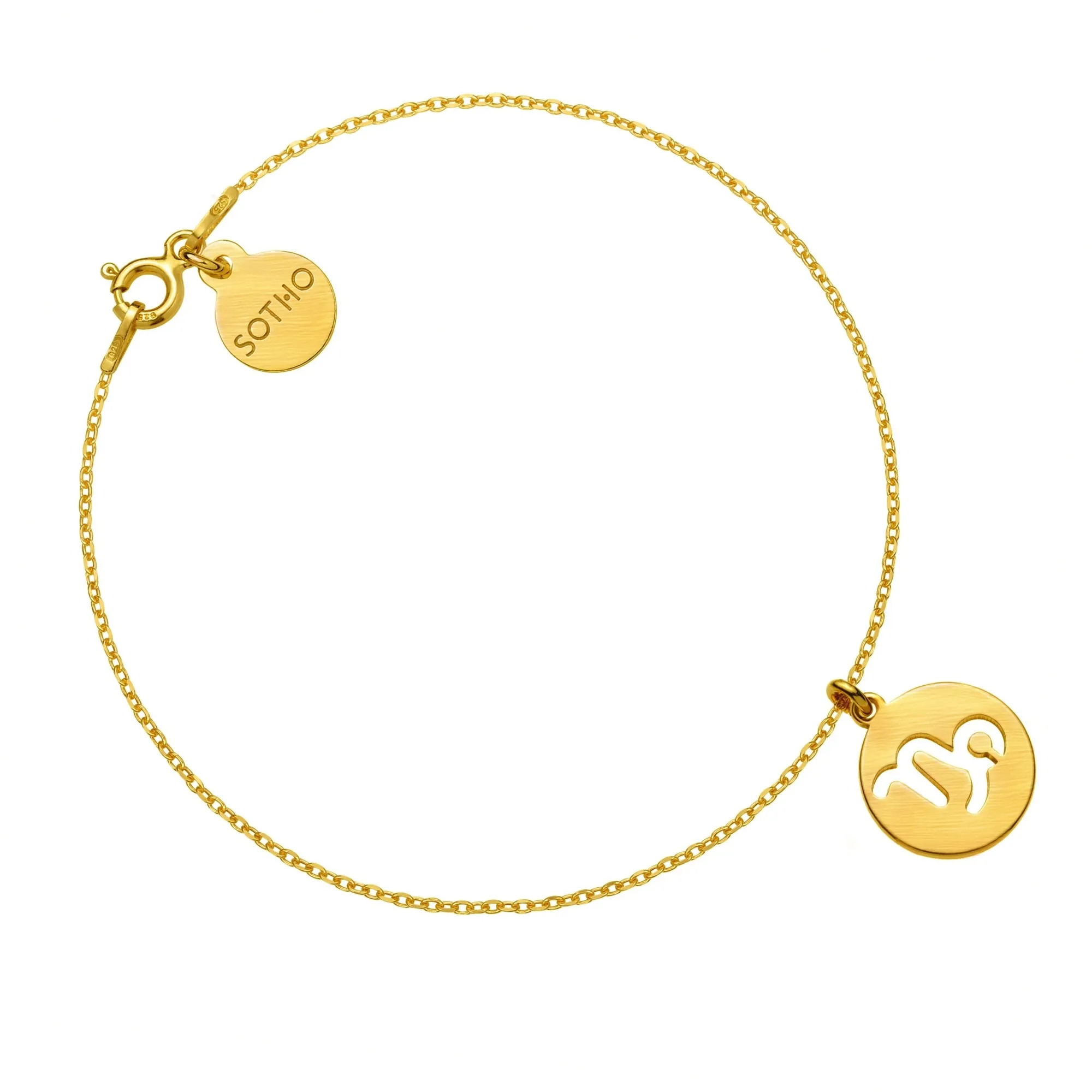 Złota matowa bransoletka z zodiakiem Koziorożca