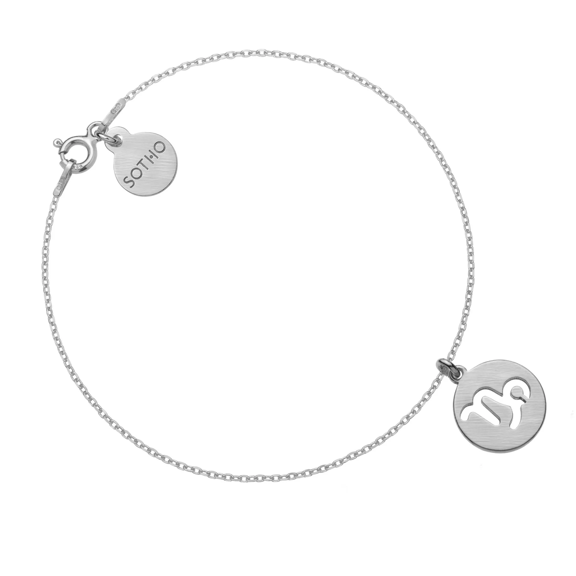 Srebrna matowa bransoletka z zodiakiem Koziorożca