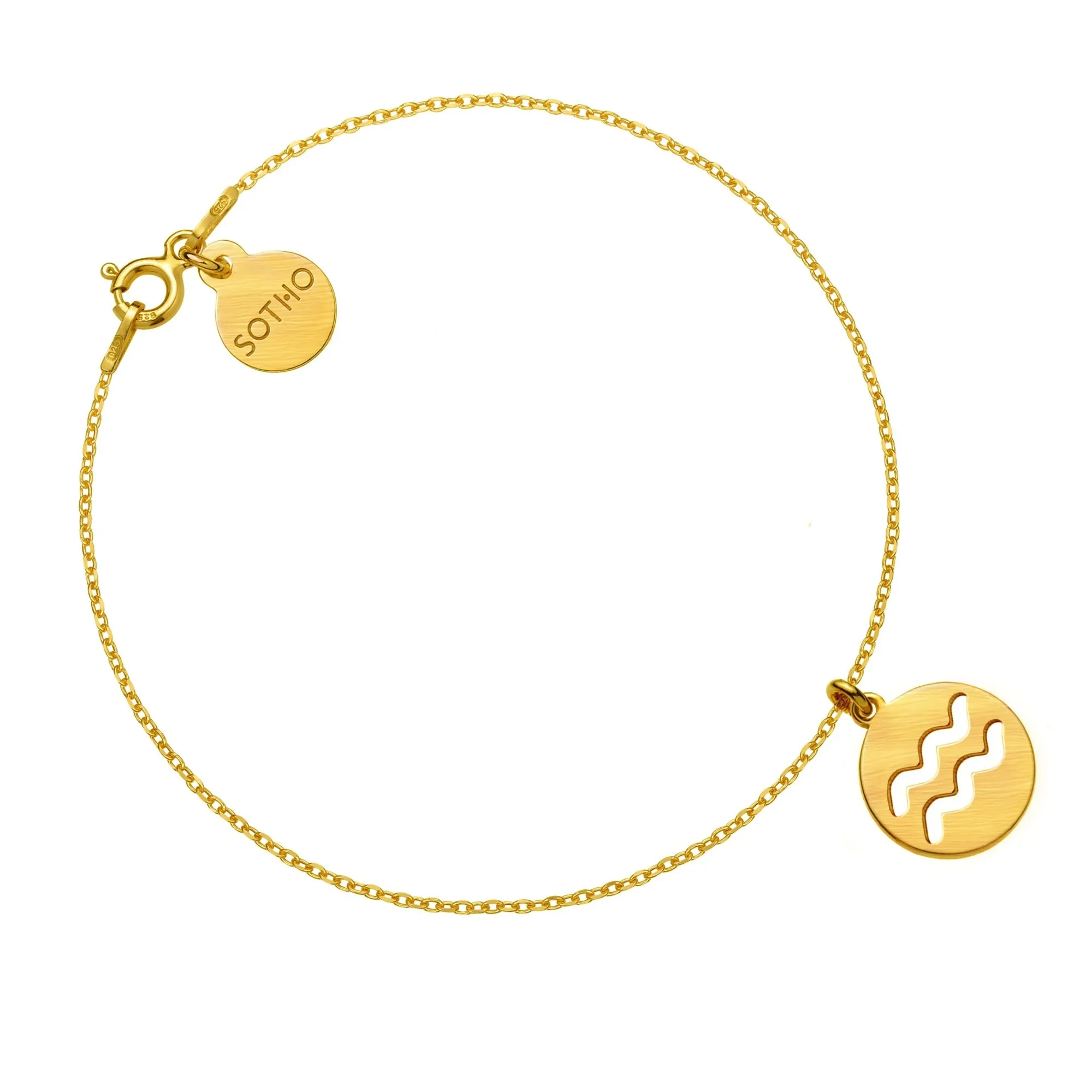 Złota matowa bransoletka z zodiakiem Wodnika