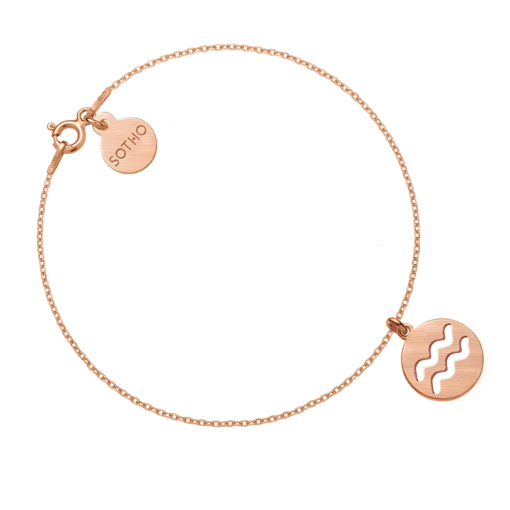 Matowa bransoletka z zodiakiem Wodnika z różowego złota