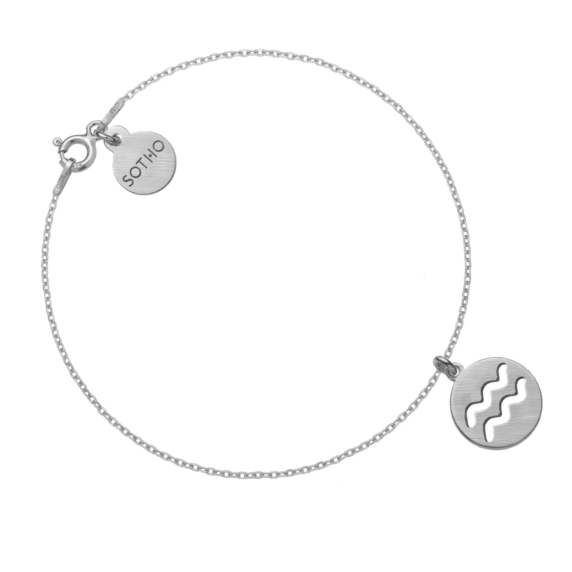 Srebrna matowa bransoletka z zodiakiem Wodnika