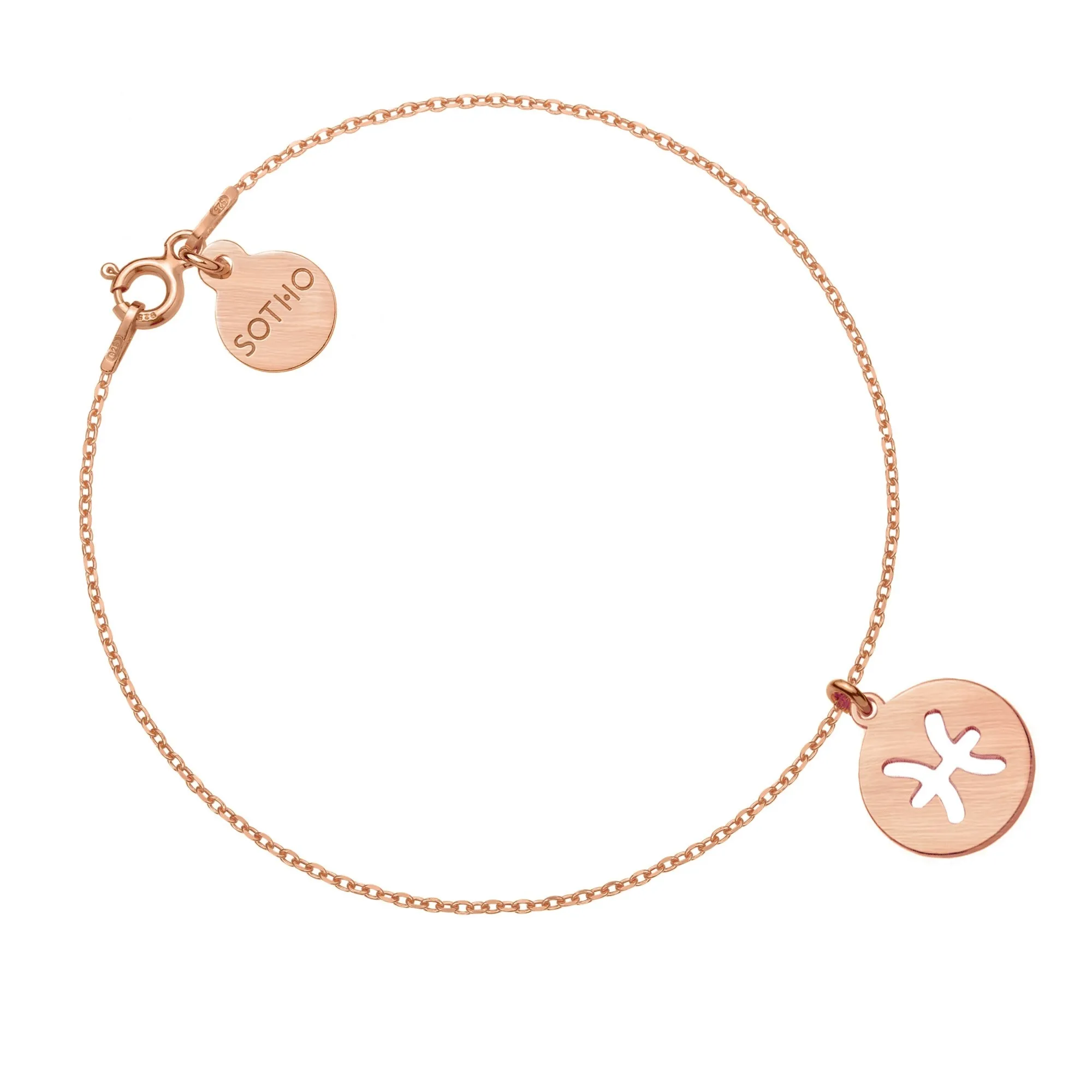 Matowa bransoletka z zodiakiem Ryb z różowego złota