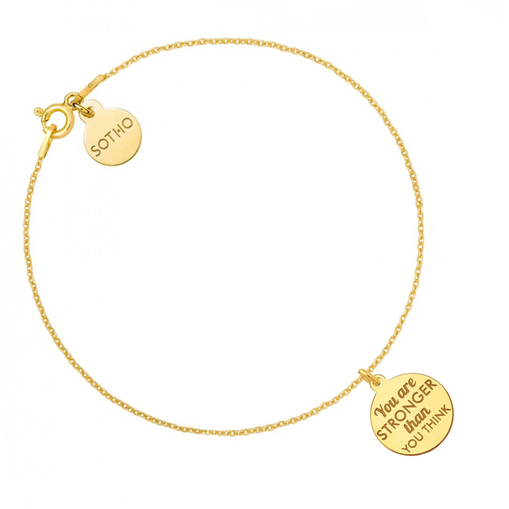Złota bransoletka z blaszką YOU ARE STRONGER THAN YOU THINK