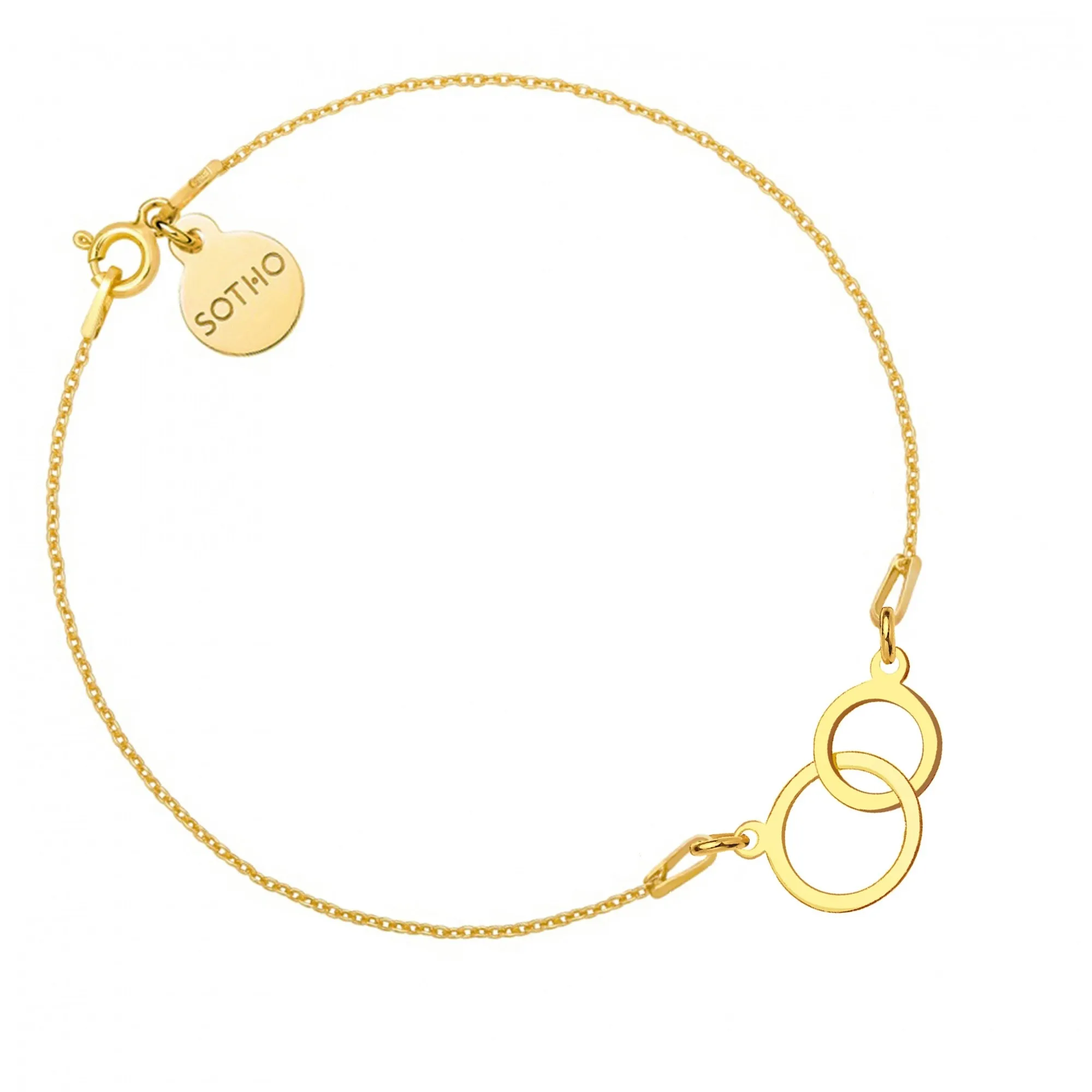 Złota bransoletka z dwoma kołami